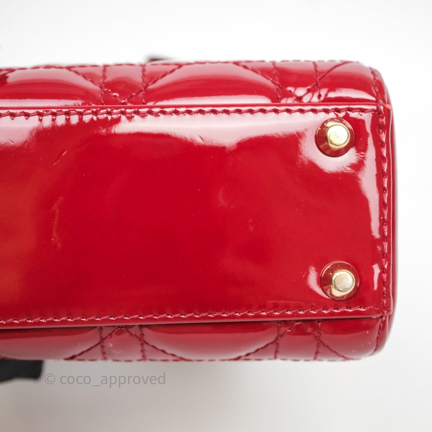 Christian Dior Mini Lady Dior Red Patent Cannage Gold Hardware