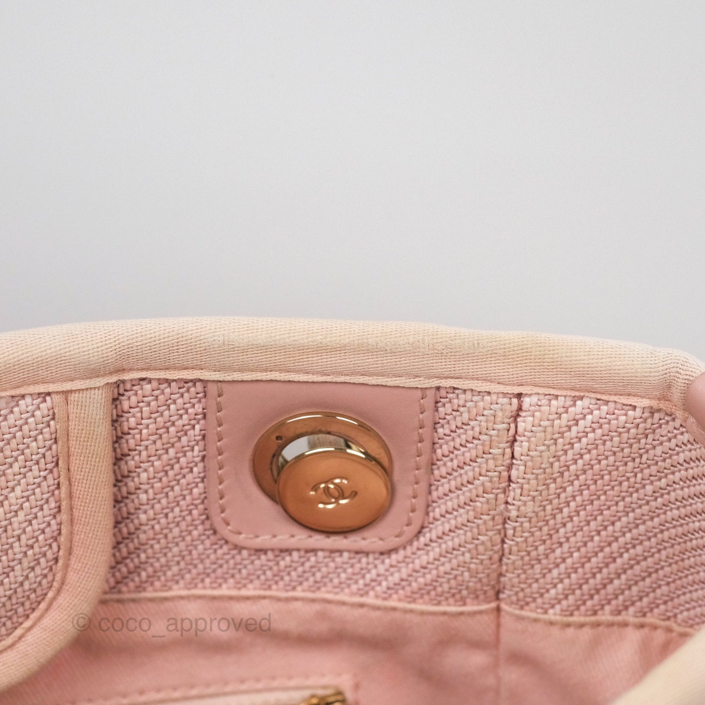 Chanel Small Vertical Deauville Canvas Pink Gold Hardware