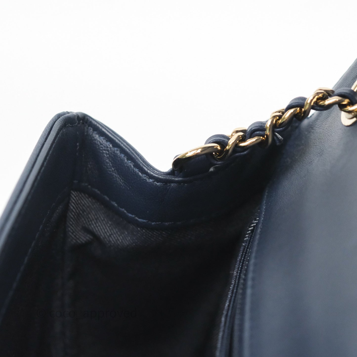 Chanel CC Mania Flap Bag Navy Lambskin Gold Hardware