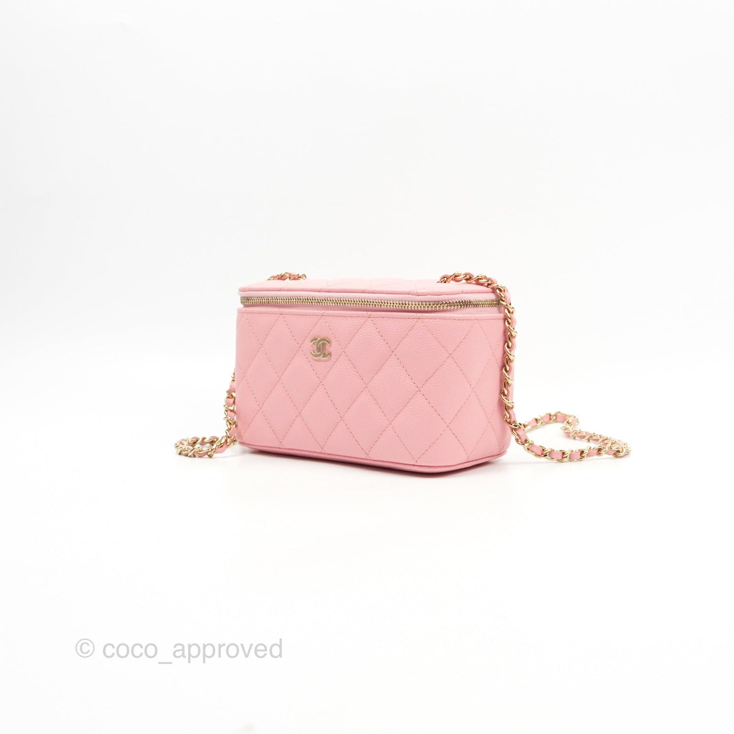 Chanel Classic Vanity With Chain Pink Caviar Gold Hardware