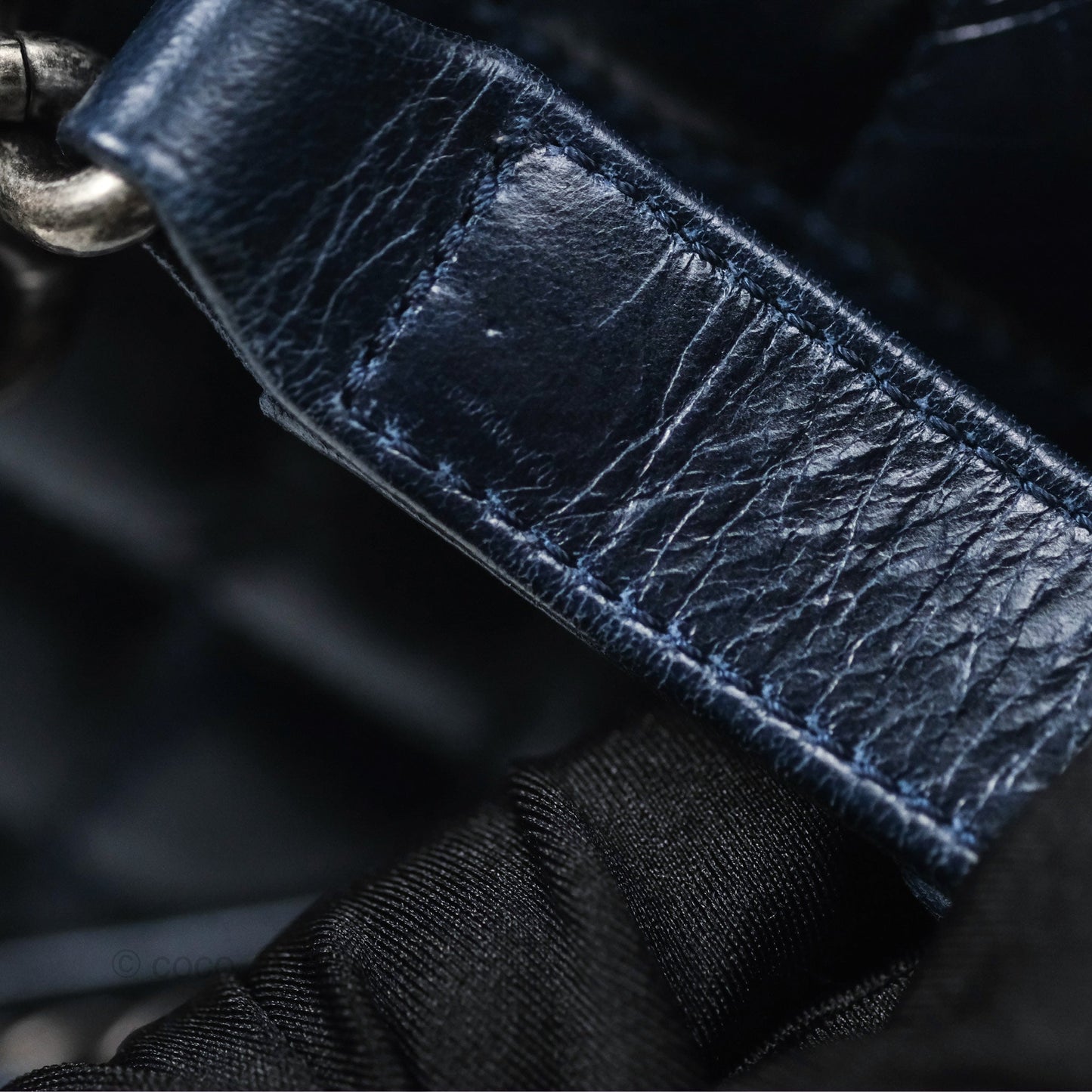 Chanel Medium Chain Edge Boy Quilted Navy Aged Glazed Calfskin Ruthenium Hardware