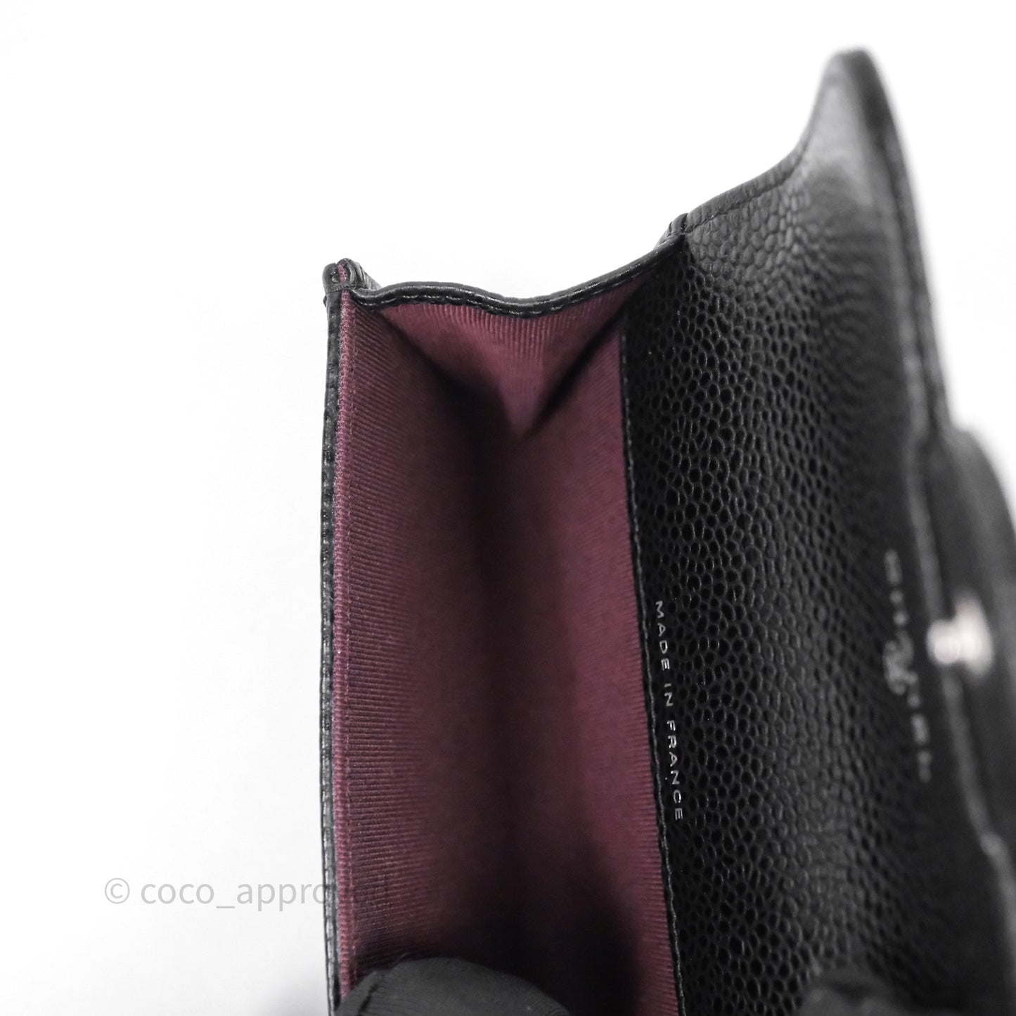 Chanel Quilted Flap Card Holder Black Caviar Silver Hardware