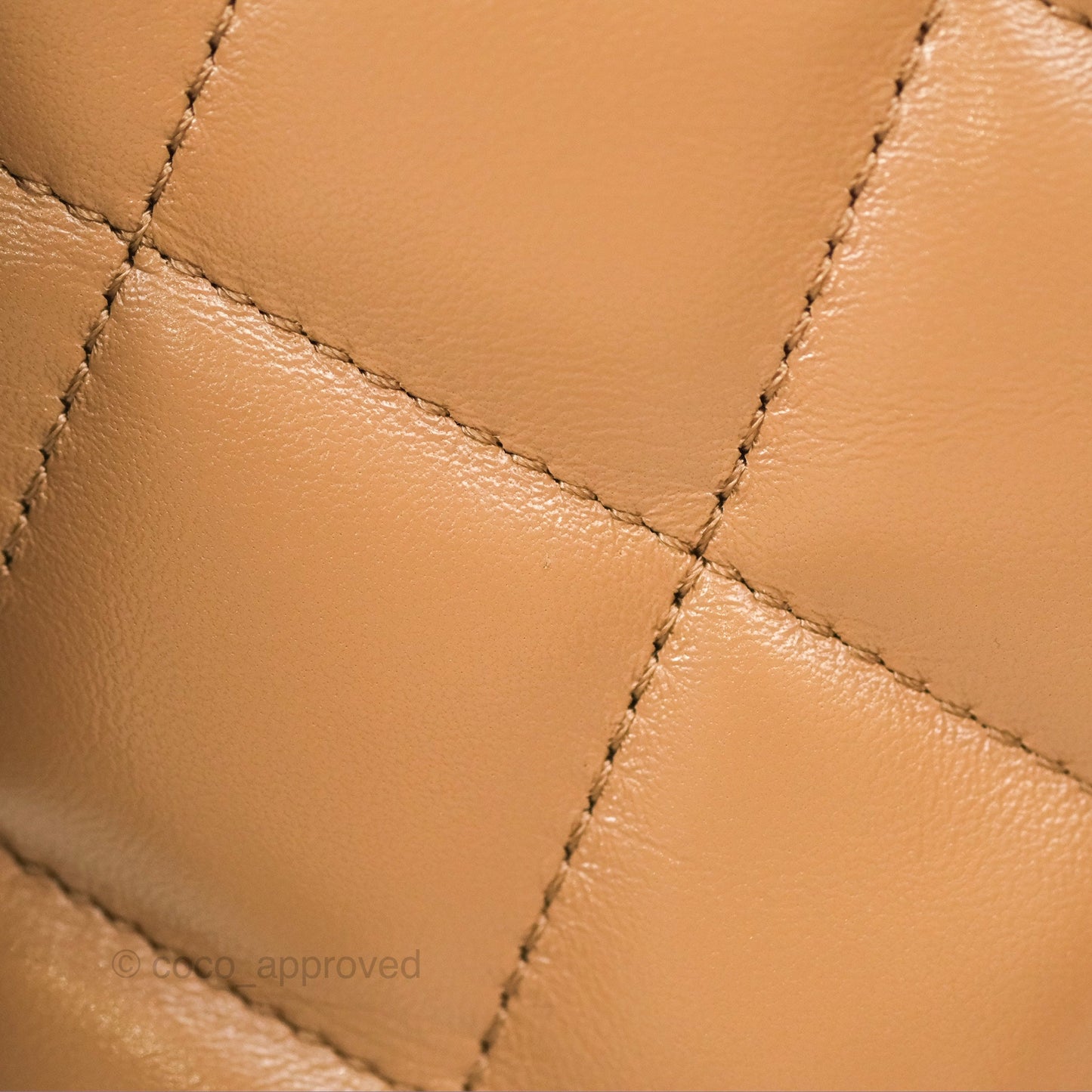 Chanel Top Handle Flap Bag Beige Shiny Lambskin Gold Hardware 23A