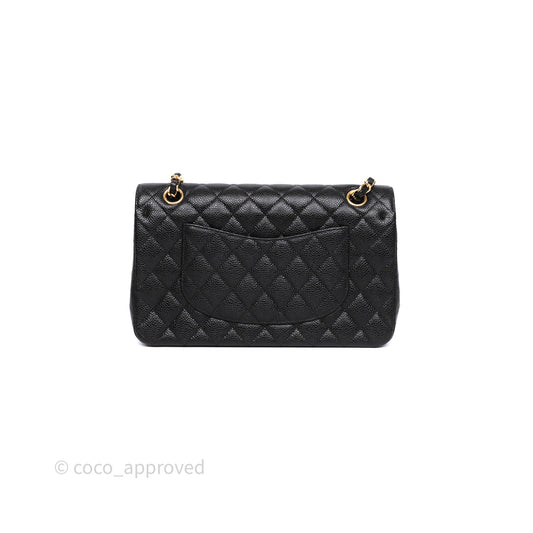 Chanel Classic M/L Medium Flap Quilted Black Caviar Gold Hardware