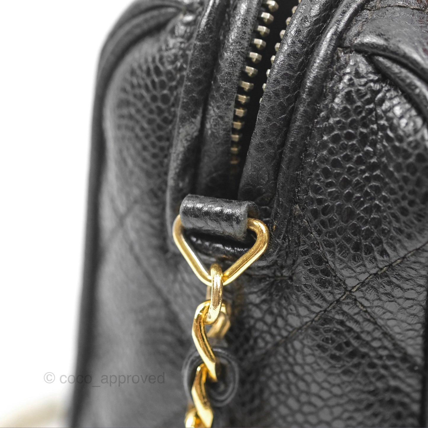 Chanel Vintage Camera Bag Black Caviar Gold Hardware