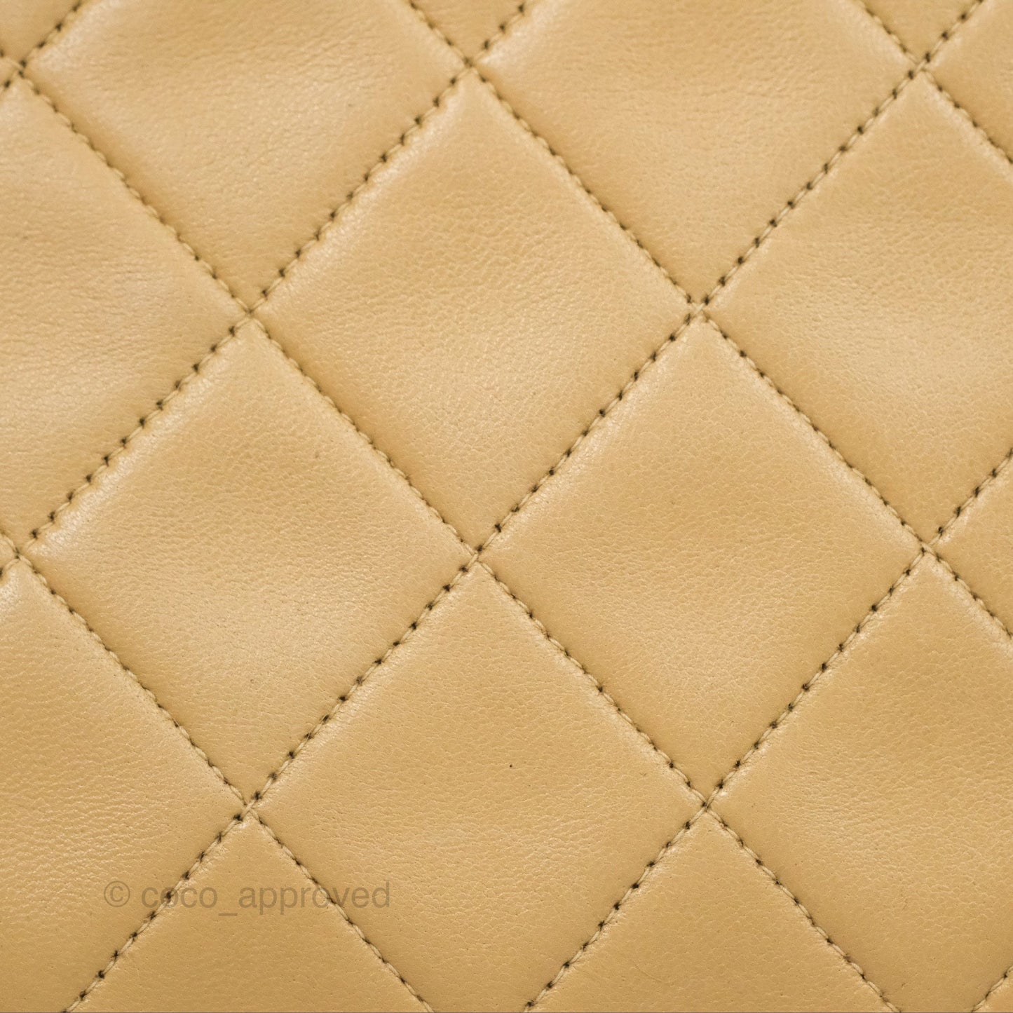 Chanel Vintage Flap Bag Beige Lambskin Gold Hardware