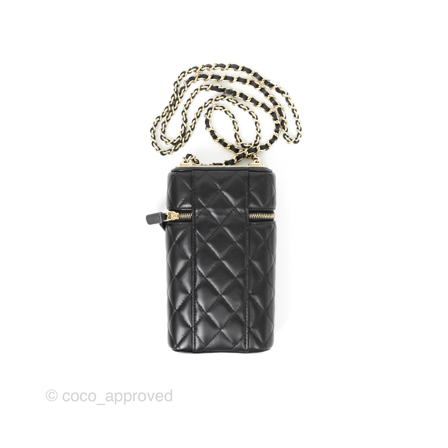 Chanel Trendy Vanity Phone Holder With Chain Black Lambskin Gold Hardware