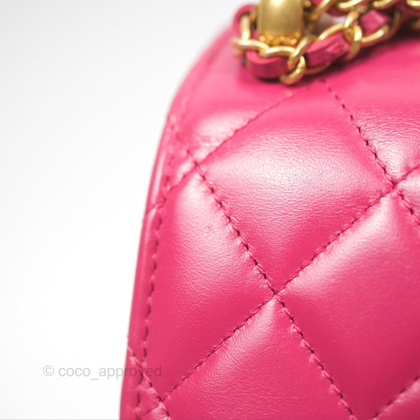 Chanel Quilted Perfect Fit Dark Pink Phone Holder Aged Gold Hardware