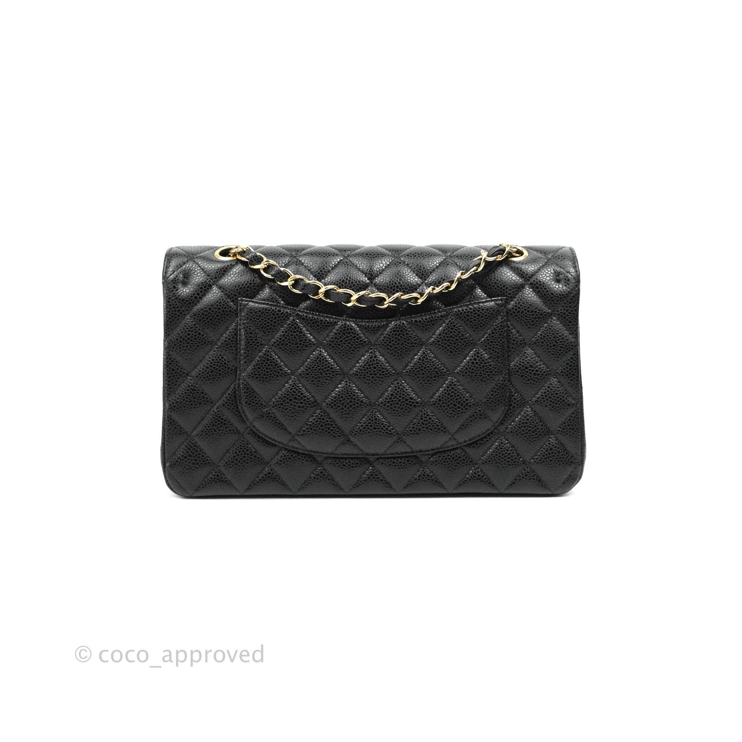 Chanel Quilted M/L Medium Double Flap Black Caviar Gold Hardware