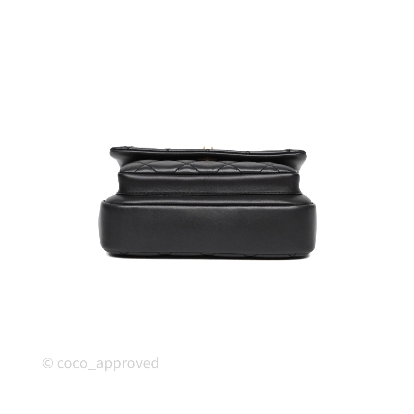 Chanel Quilted Handle Flap Bag Black Calfskin Aged Gold Hardware