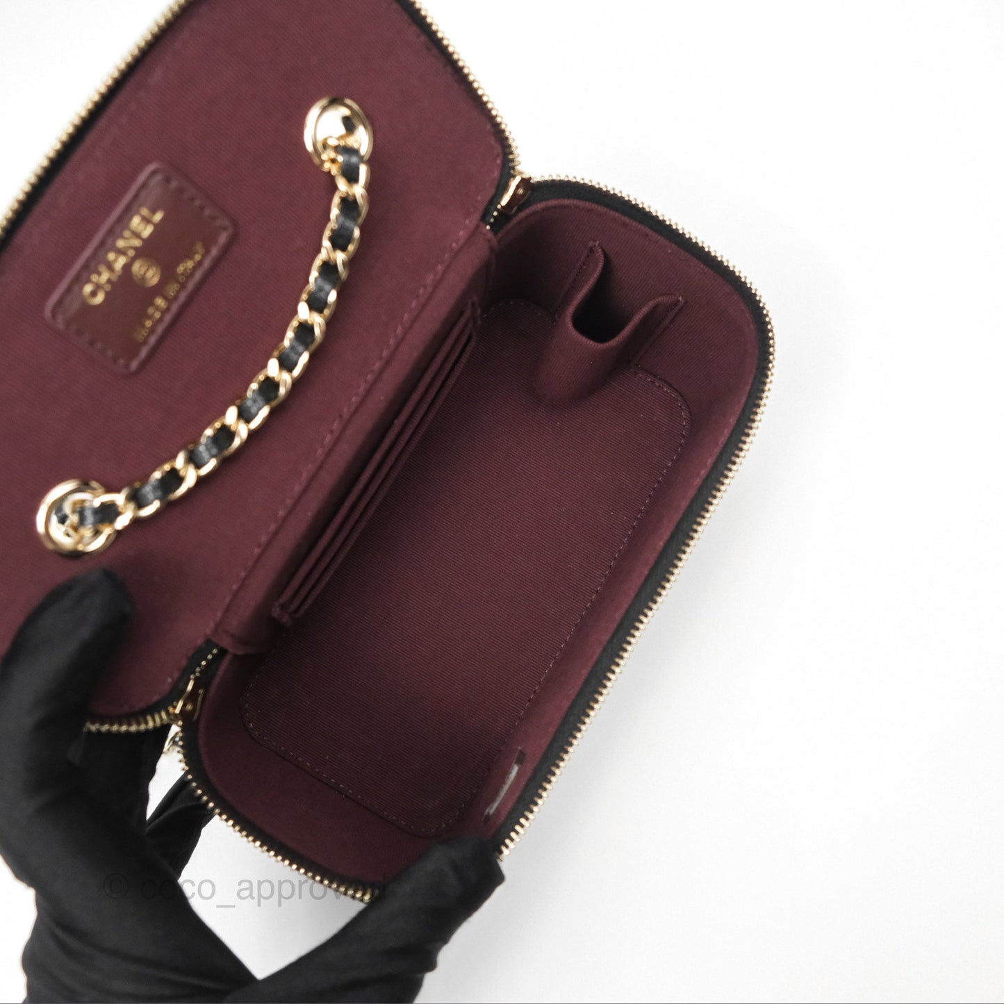 Chanel Vanity Rectangular With Chain Black Caviar Gold Hardware