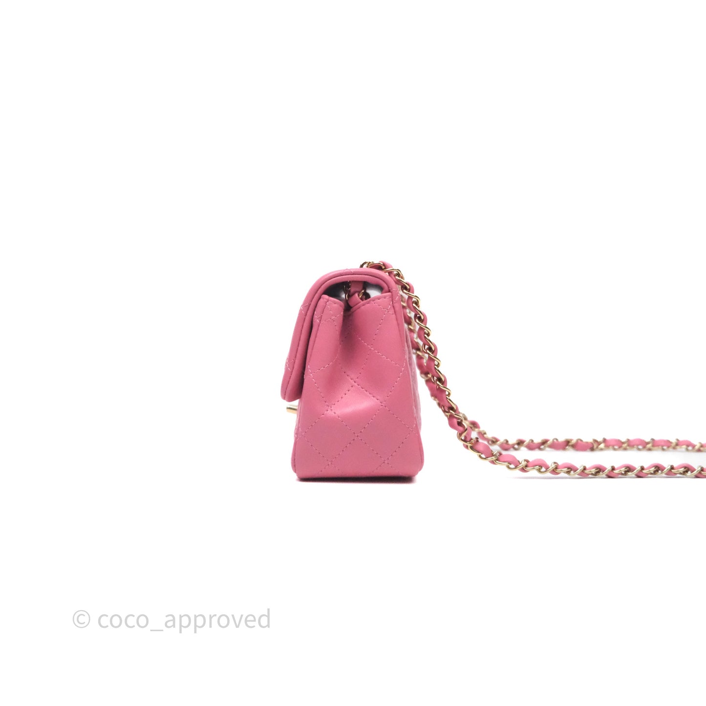 Chanel Quilted Mini Square Pink Lambskin Gold Hardware