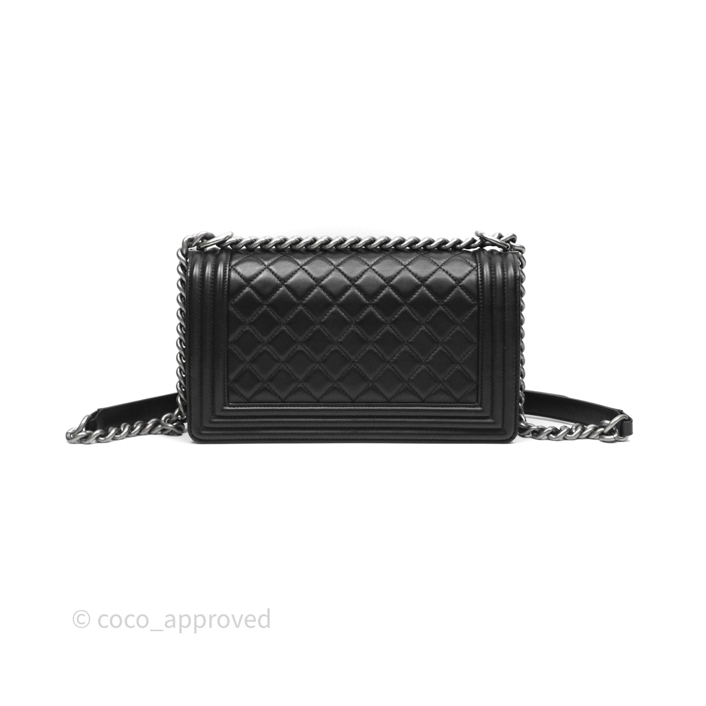Chanel Quilted Medium Boy Black Calfskin Ruthenium Hardware