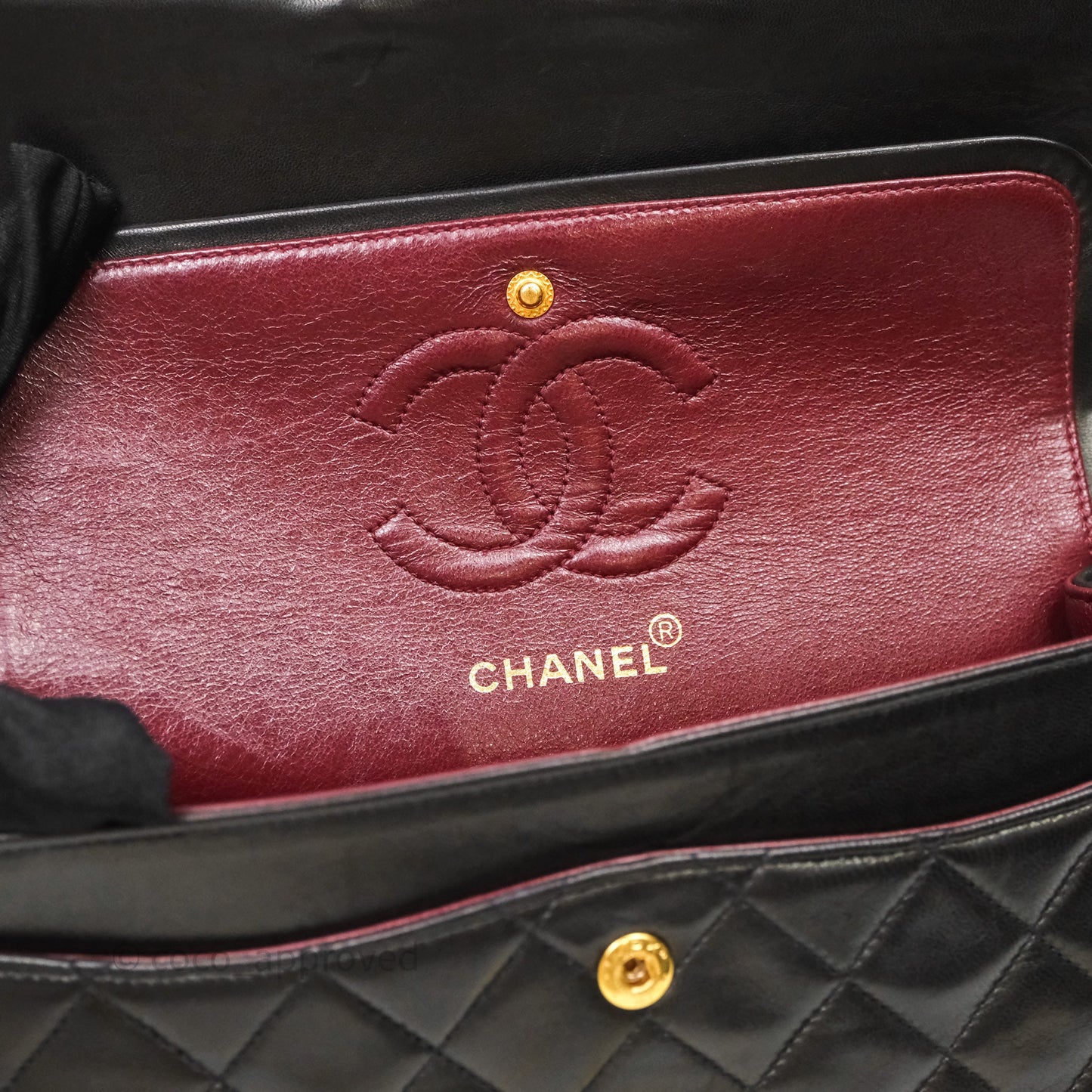 Chanel Vintage Classic Small Flap Bag Black Lambskin 24K Gold Hardware