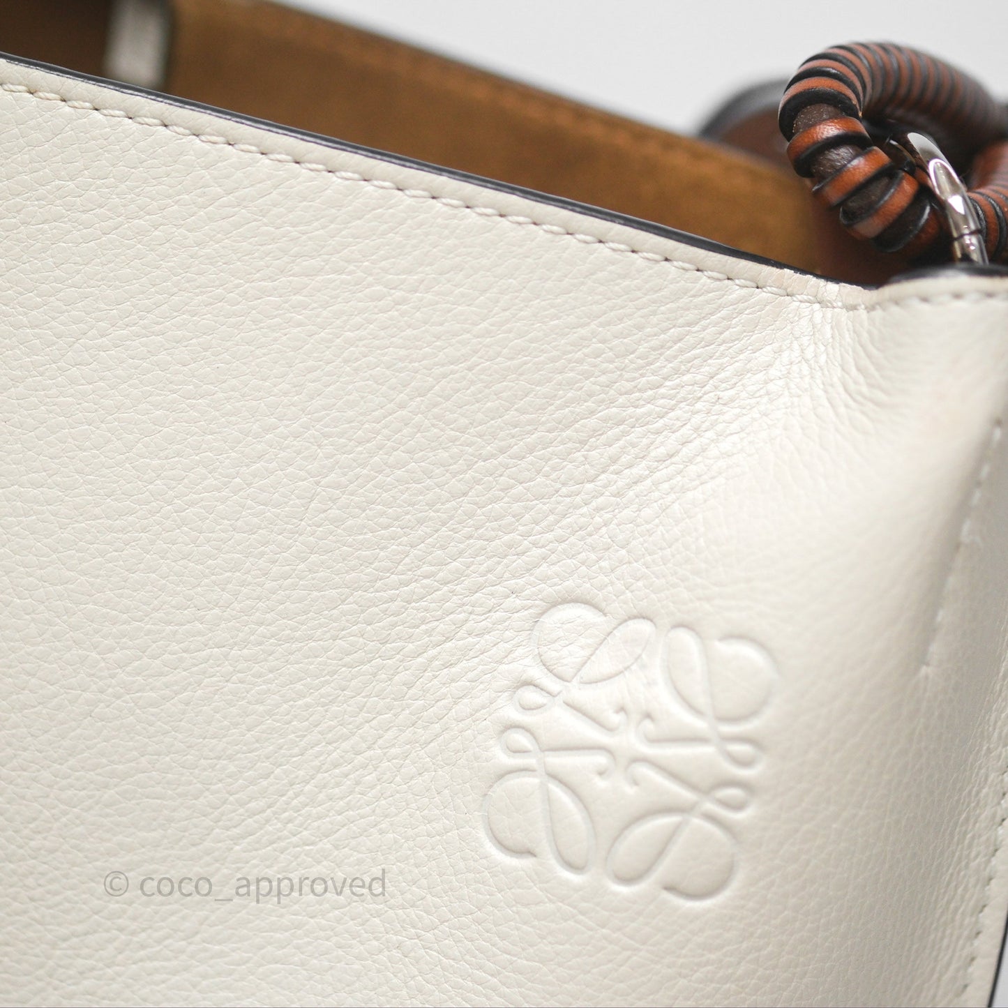 Loewe Gate Bucket Handle Bag Soft White Grained Calfskin