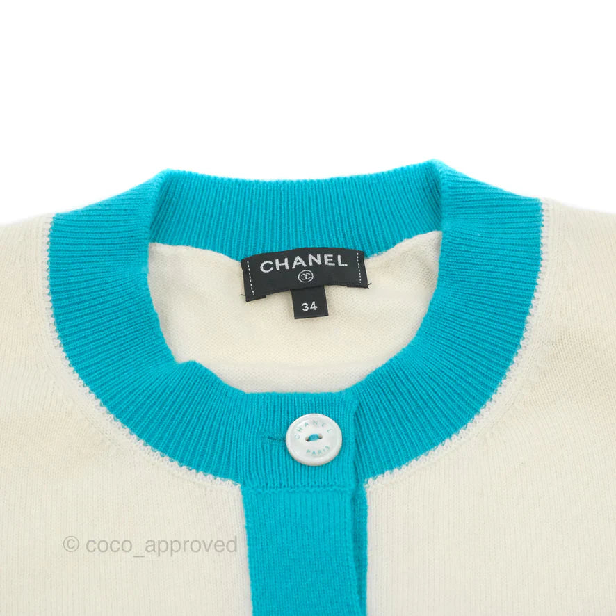 Chanel CHA-NEL Two-tone Cashmere Cardigan Runway 2019SS Size 34
