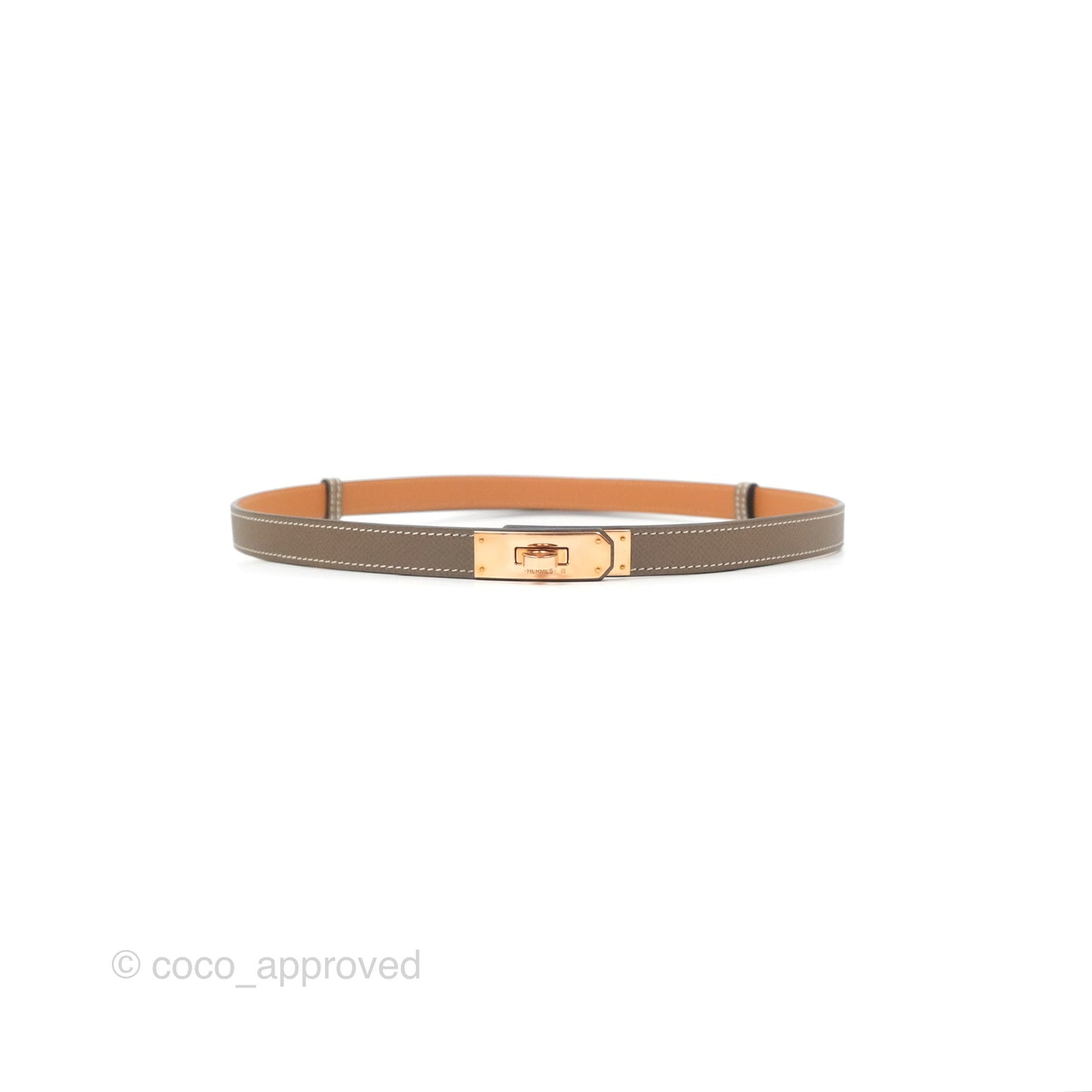 Hermès Kelly Buckle Belt Etoupe Epsom Rose Gold Hardware
