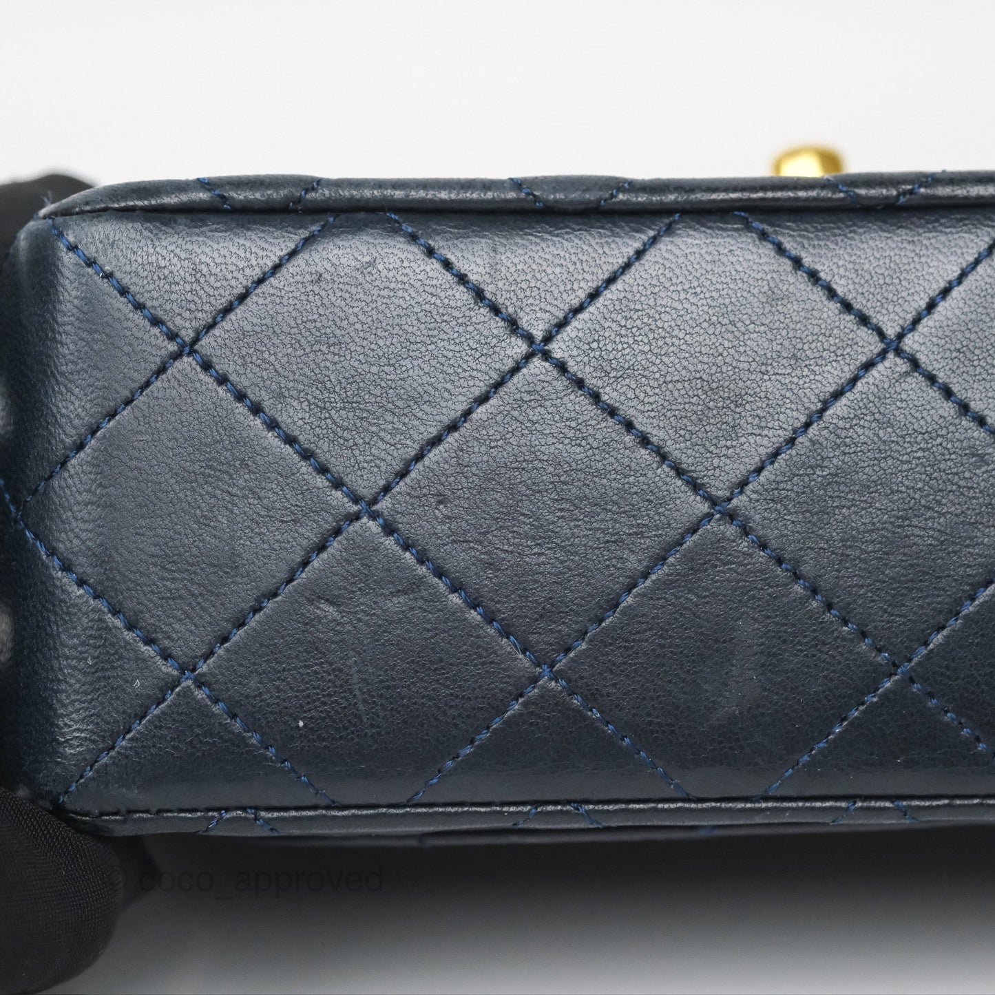 Chanel Vintage Mini Square Navy Lambskin 24K Gold Hardware