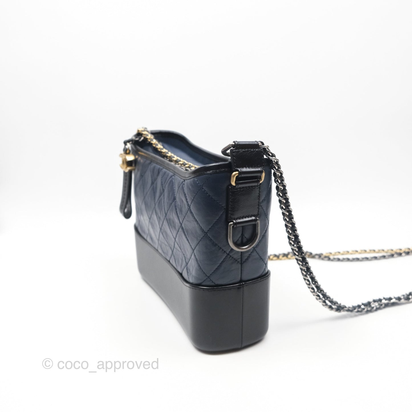 Chanel New Medium Gabrielle Hobo Quilted Navy Black Aged Calfskin