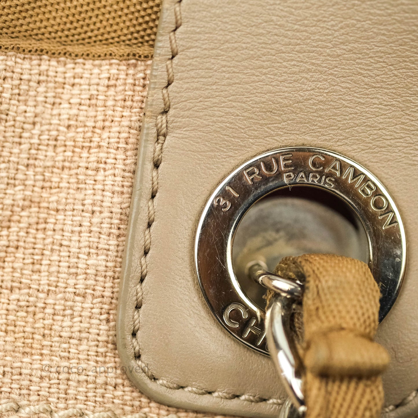 Chanel Large Deauville Beige Canvas Silver Hardware