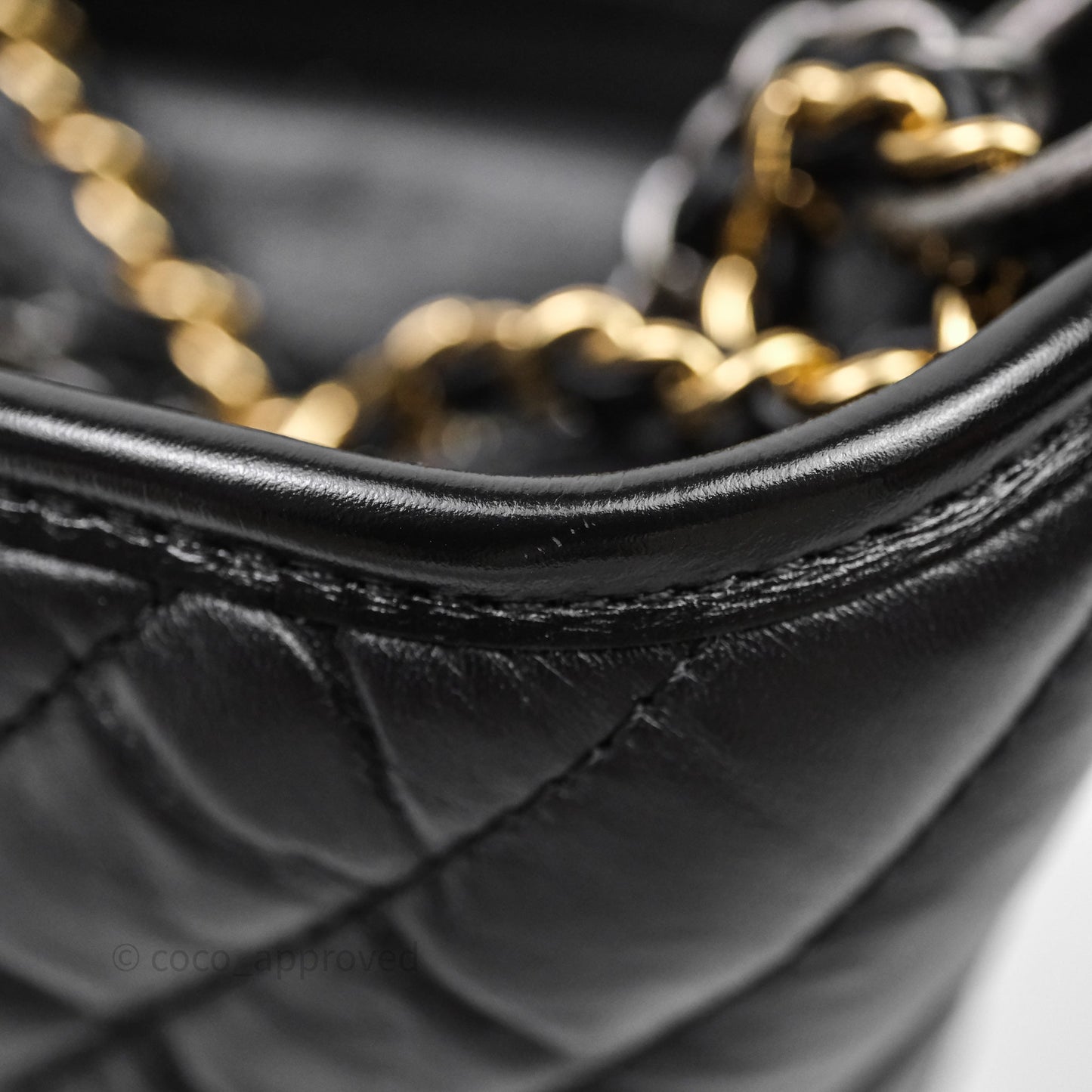 Chanel Small Gabrielle Hobo Chevron Black Aged Calfskin