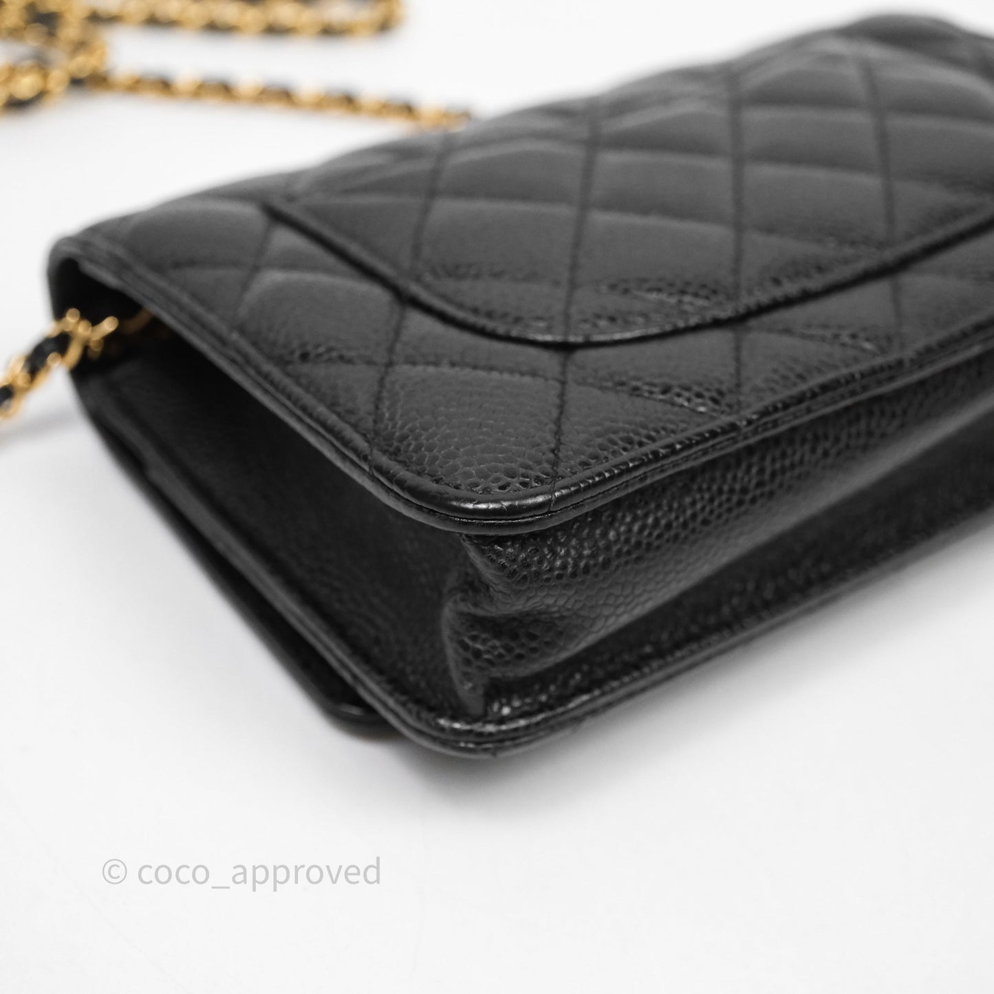 Chanel Classic Wallet On Chain WOC Quilted Black Caviar Gold Hardware