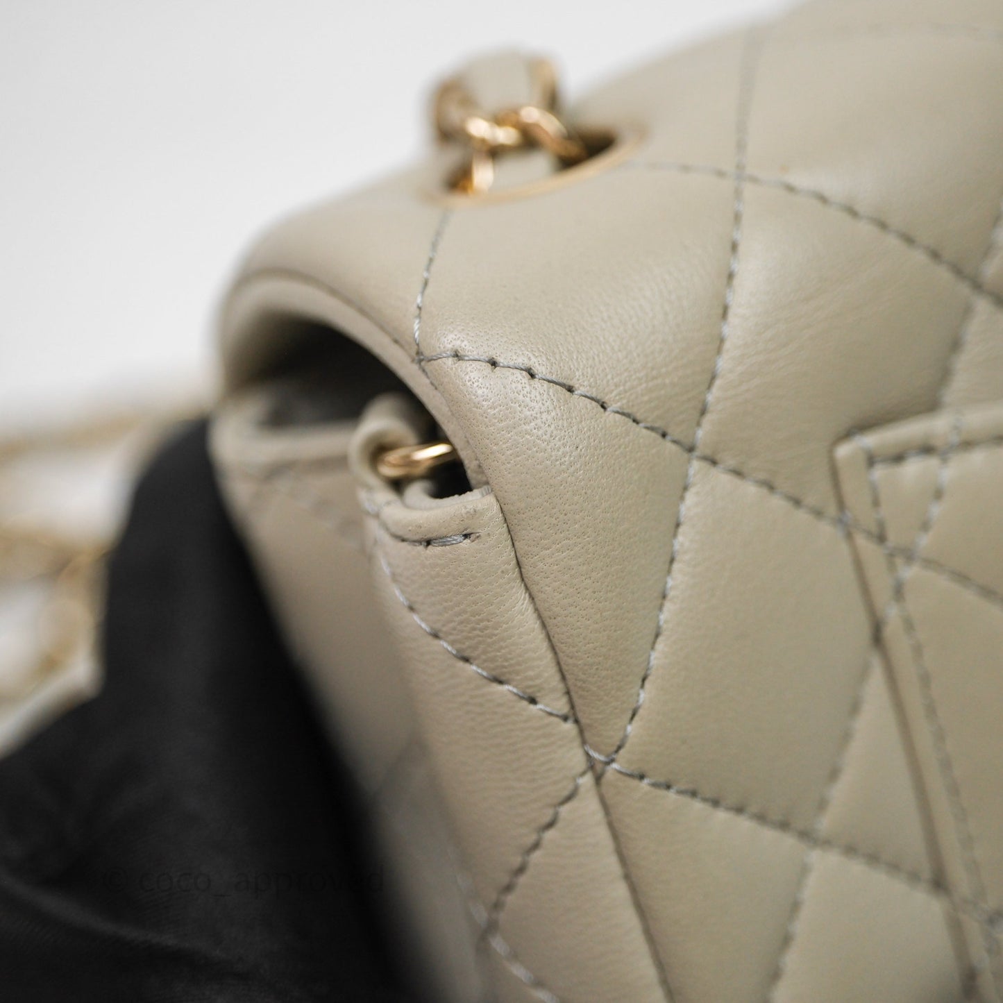 Chanel Mini Rectangular Flap Quilted Light Grey Lambskin Gold Hardware 22C