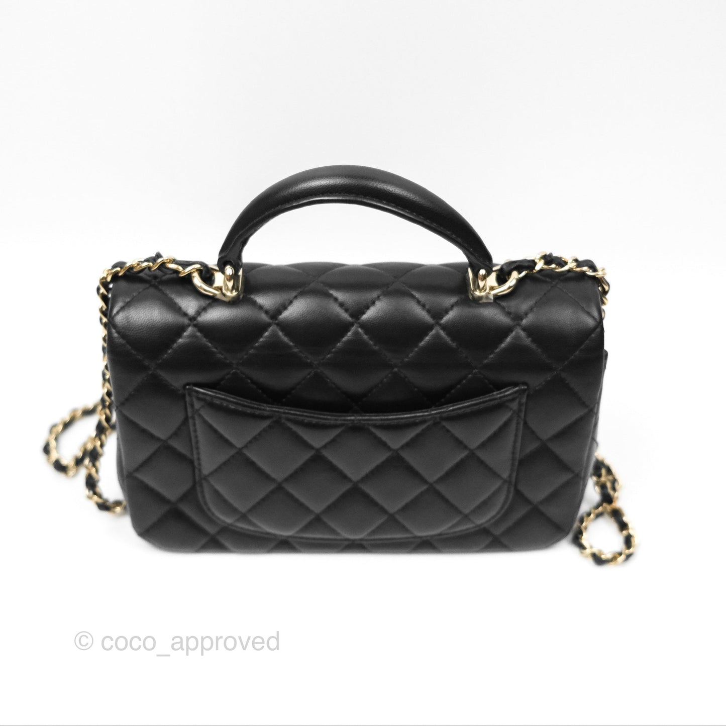 Chanel Top Handle Mini Rectangular Flap Bag Black Lambskin Gold Hardware