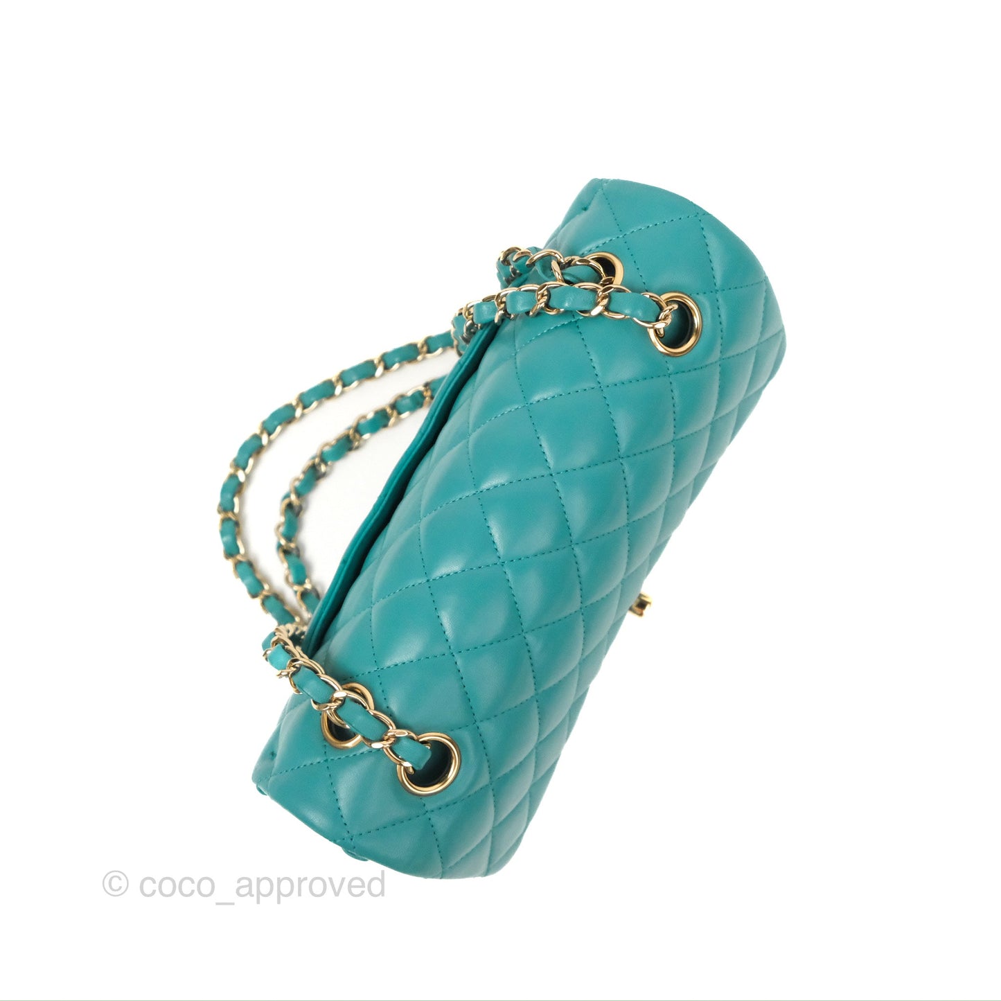 Chanel Small Classic Quilted Flap Turquoise Lambskin Gold Hardware