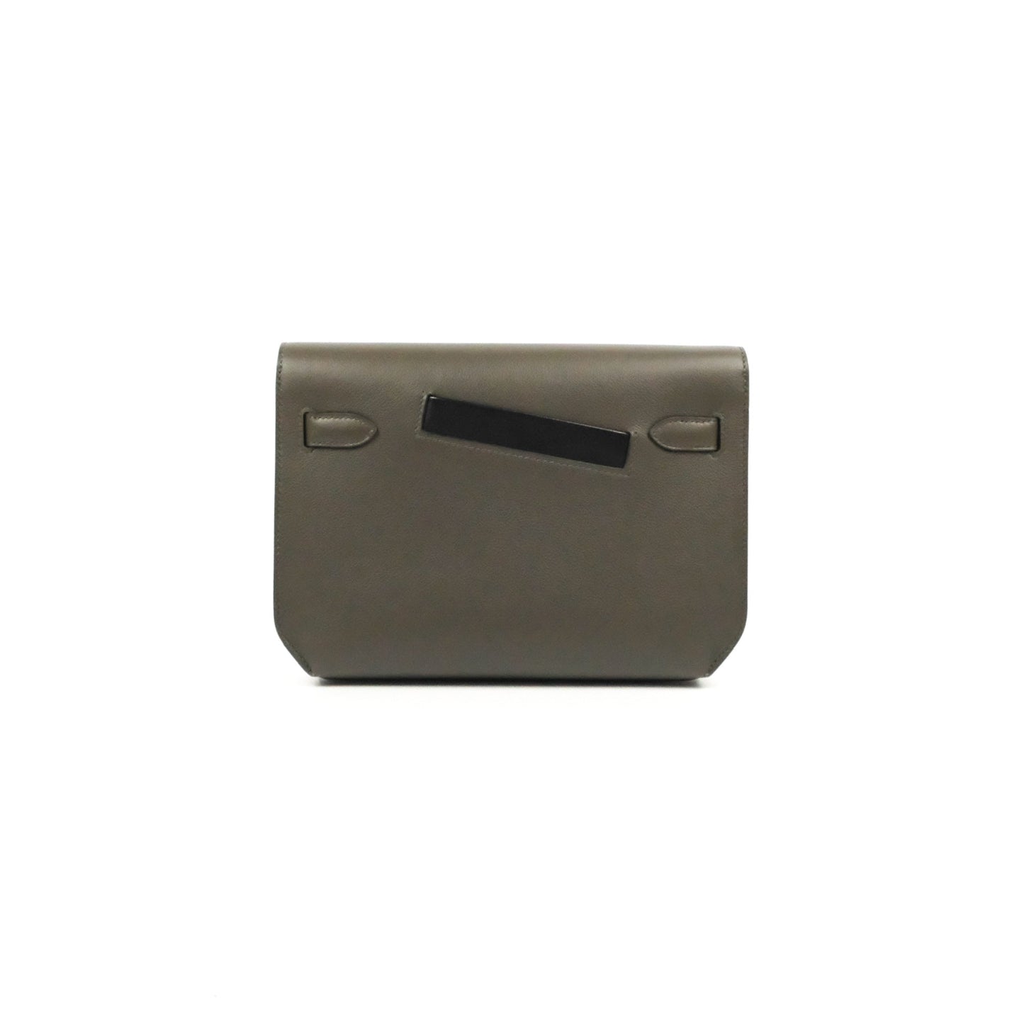 Hermès Kelly Depeches 25 Pouch Vert-De-Gris / Noir / Fauve Evercolor Evergrain & Barenia Calfskin