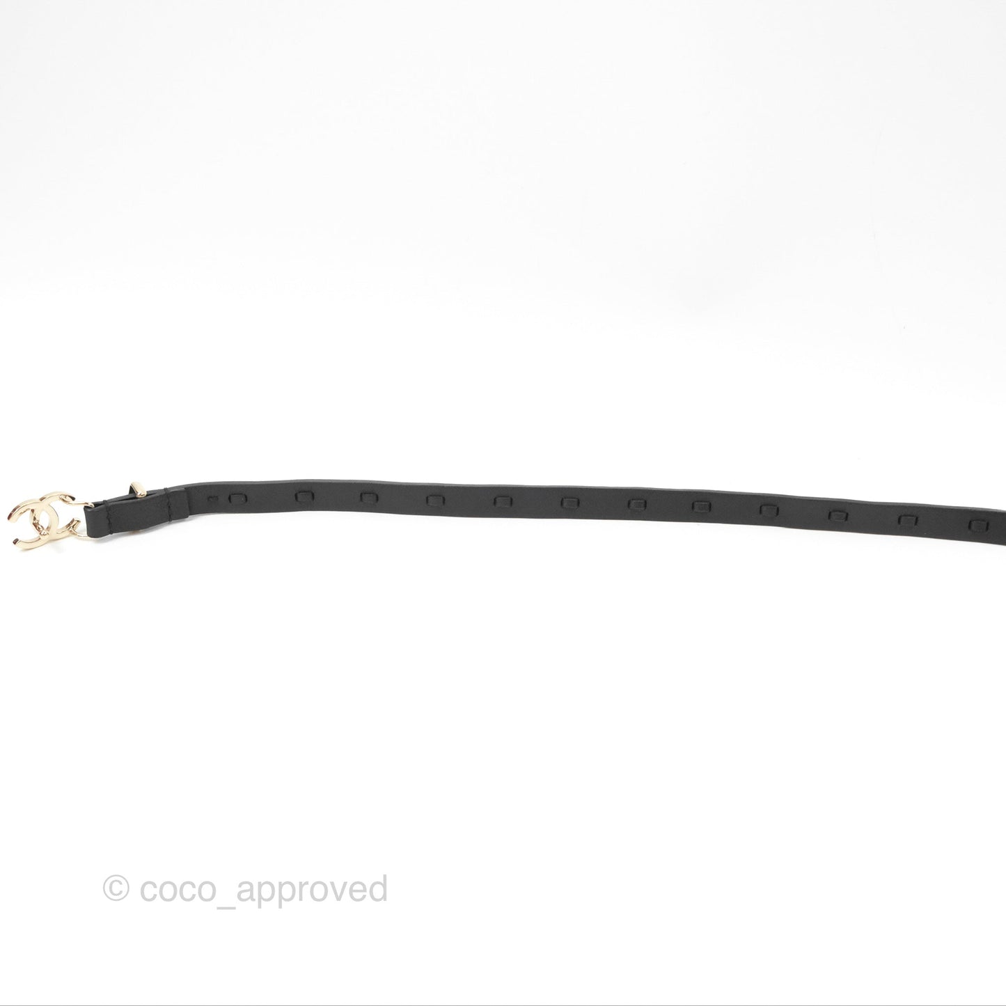 Chanel CC Leather Chain Belt Black Gold Tone 22S