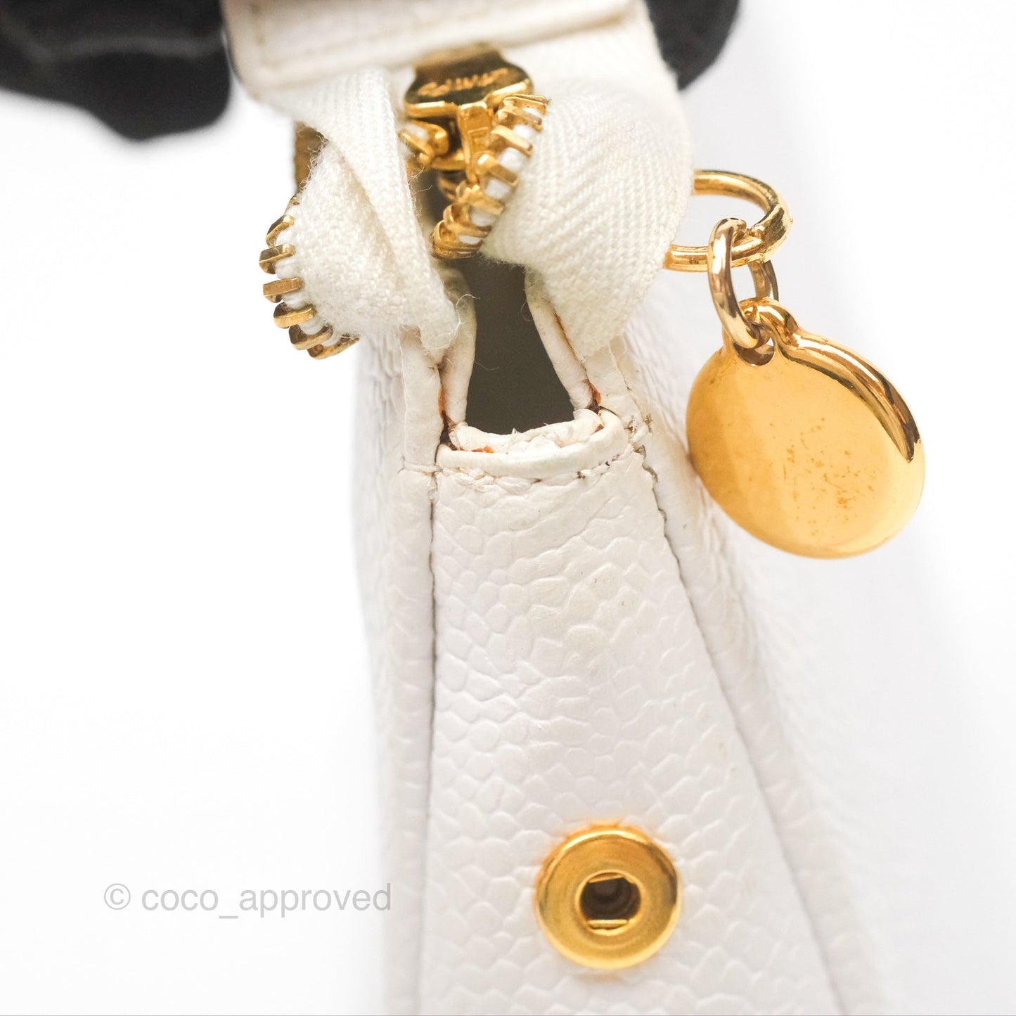 Chanel Vintage CC Clutch White Caviar Gold Hardware