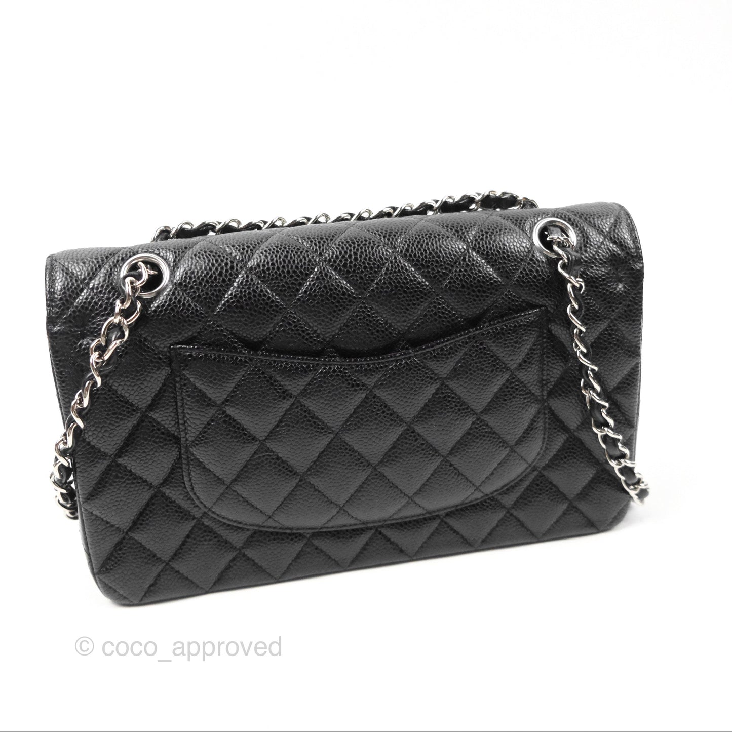 Chanel Classic M/L Medium Flap Quilted Black Caviar Silver Hardware