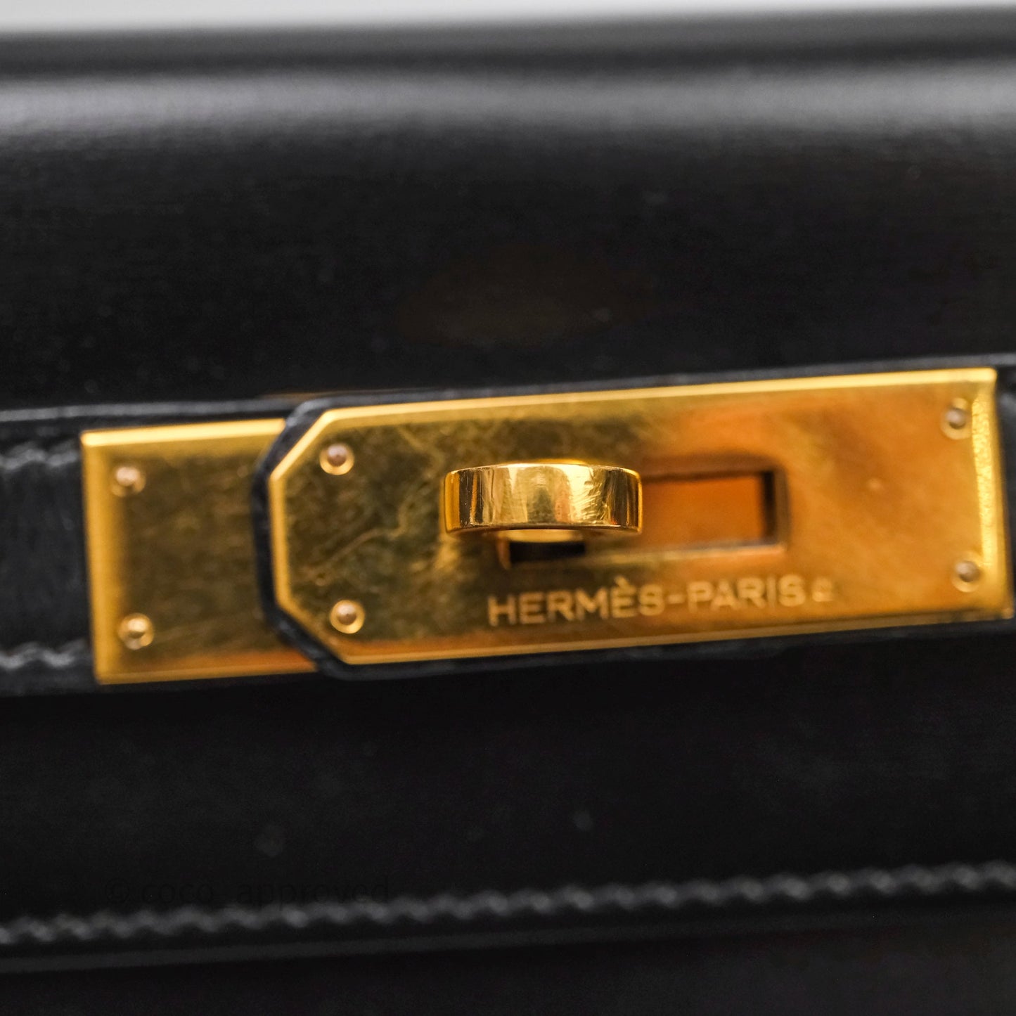 Hermès Vintage Kelly 28 Sellier Black Noir 89 Box Leather Gold Hardware