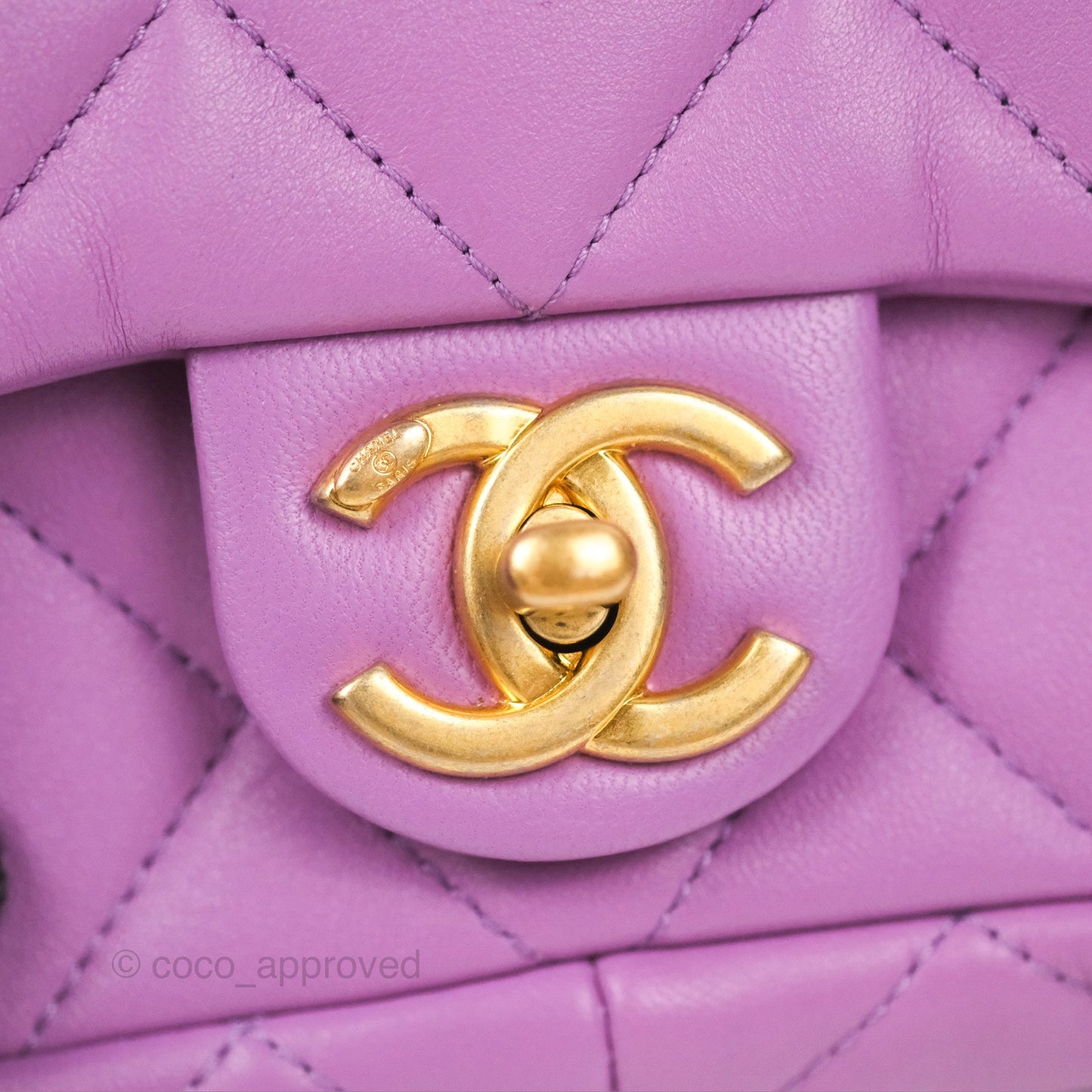 Chanel Quilted Mini CC Funky Town Flap Purple Lambskin Gold Hardware