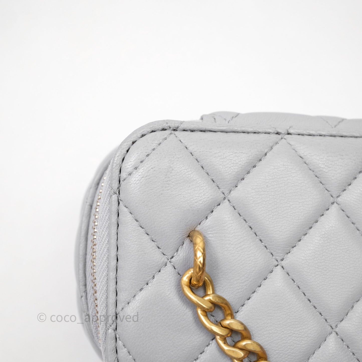 Chanel Vanity with Adjustable Chain Grey Lambskin Aged Gold Hardware