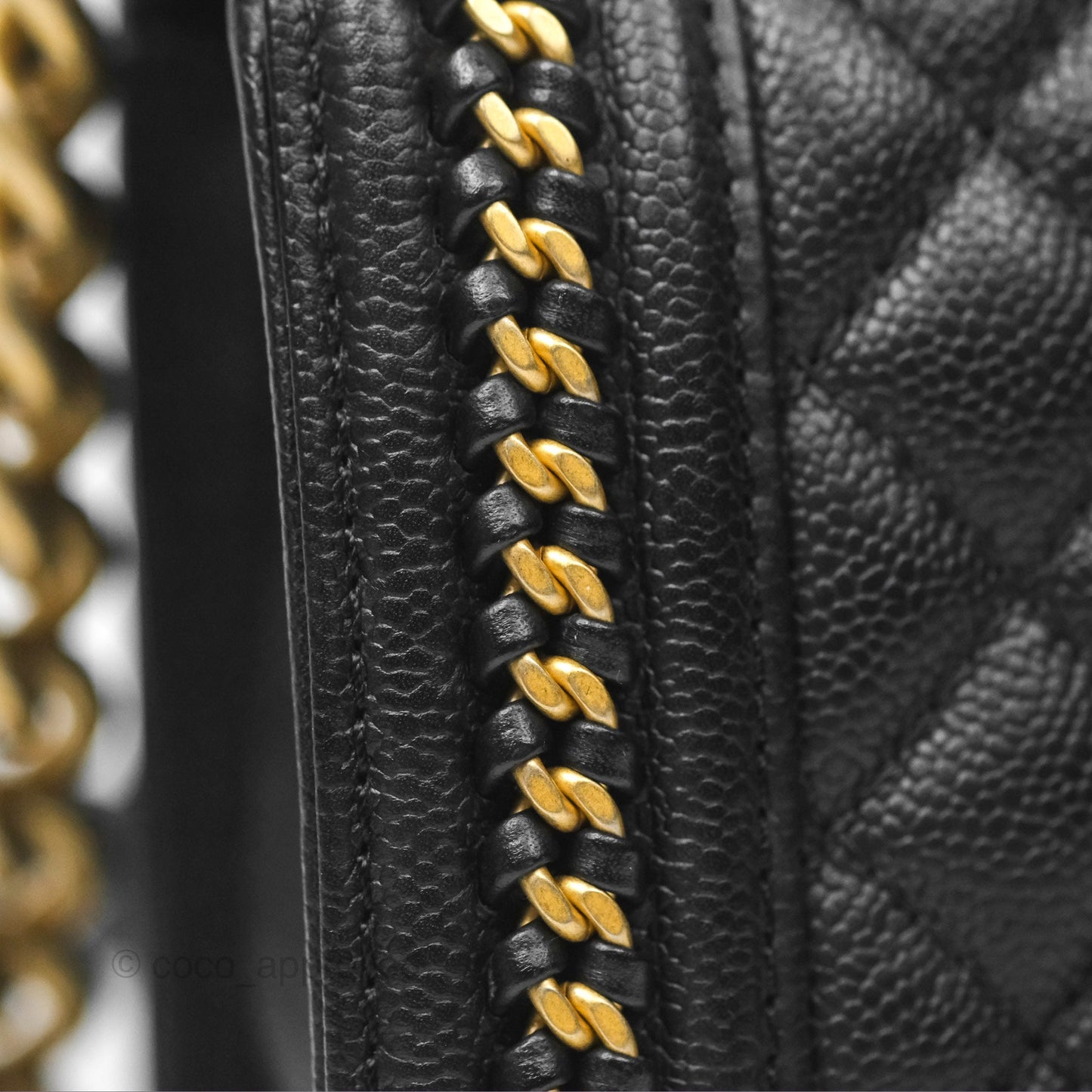 Chanel Small Chain Around Boy Quilted Black Caviar Aged Gold Hardware