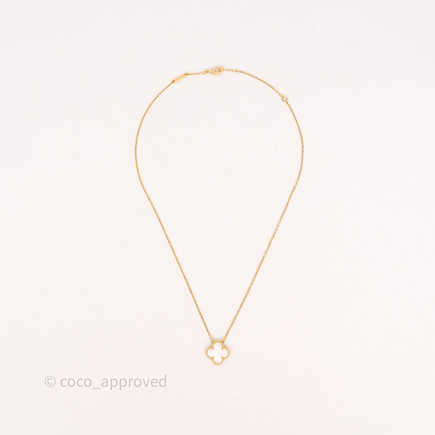 Van Cleef & Arpels Vintage Alhambra Pendant Necklace White Mother-of-pearl Yellow Gold