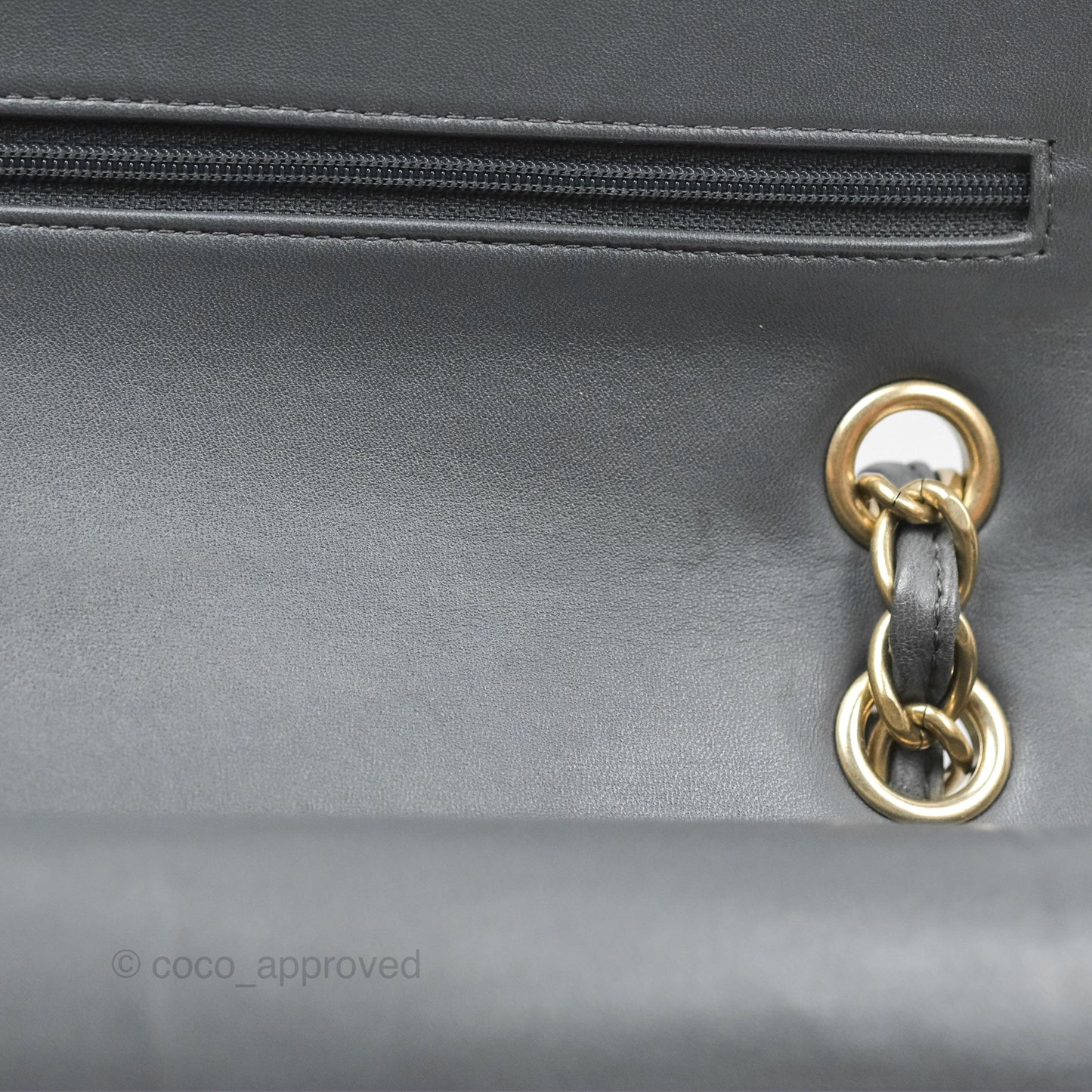 Chanel Jumbo Double Flap Dark Grey Lambskin Brushed Gold Hardware⁣⁣