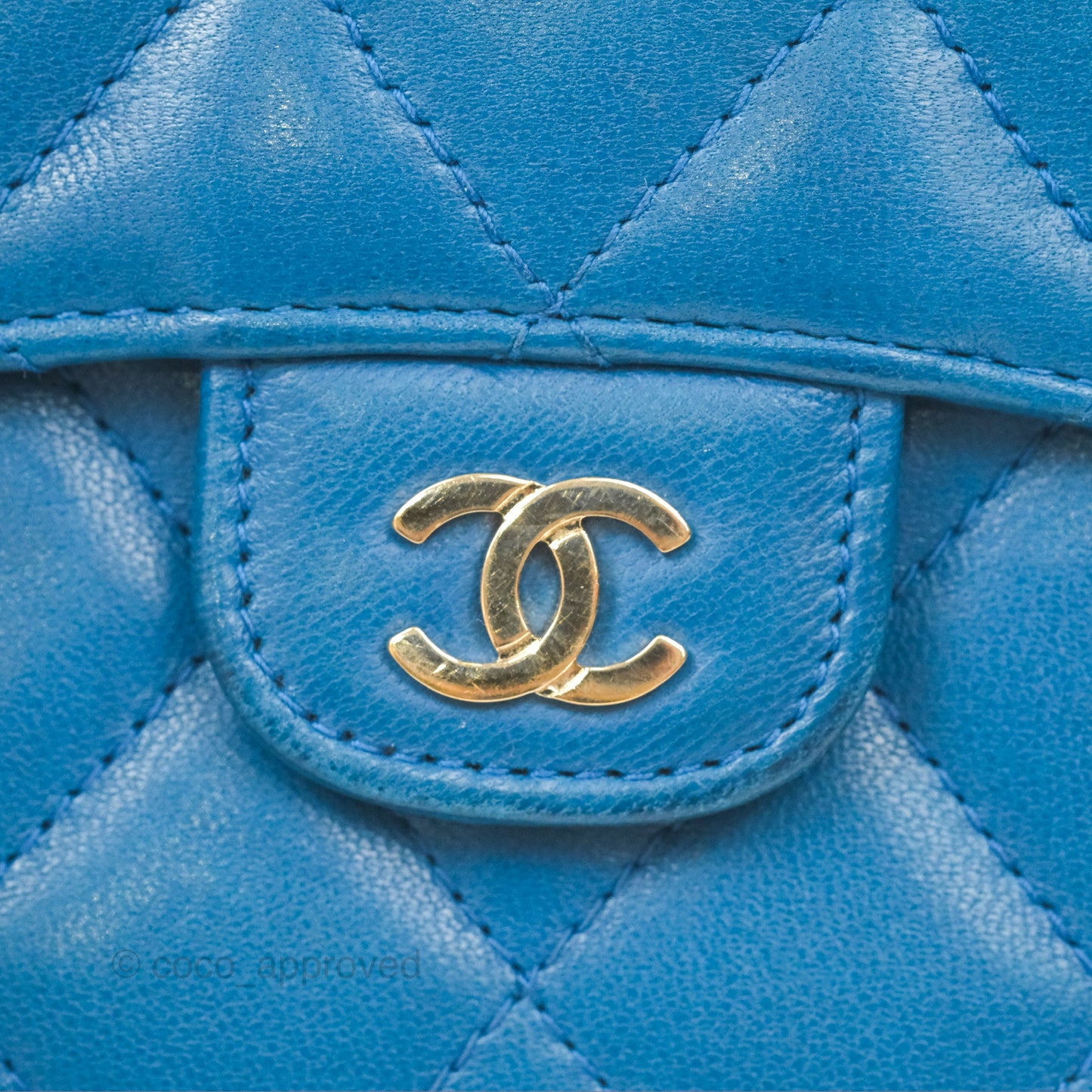 Chanel Classic Short Flap Wallet Blue Lambskin Gold Hardware