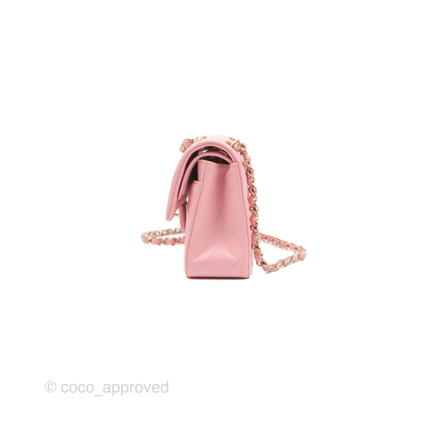 Chanel Small Classic Quilted Flap Sakura Pink Caviar Gold Hardware 22C