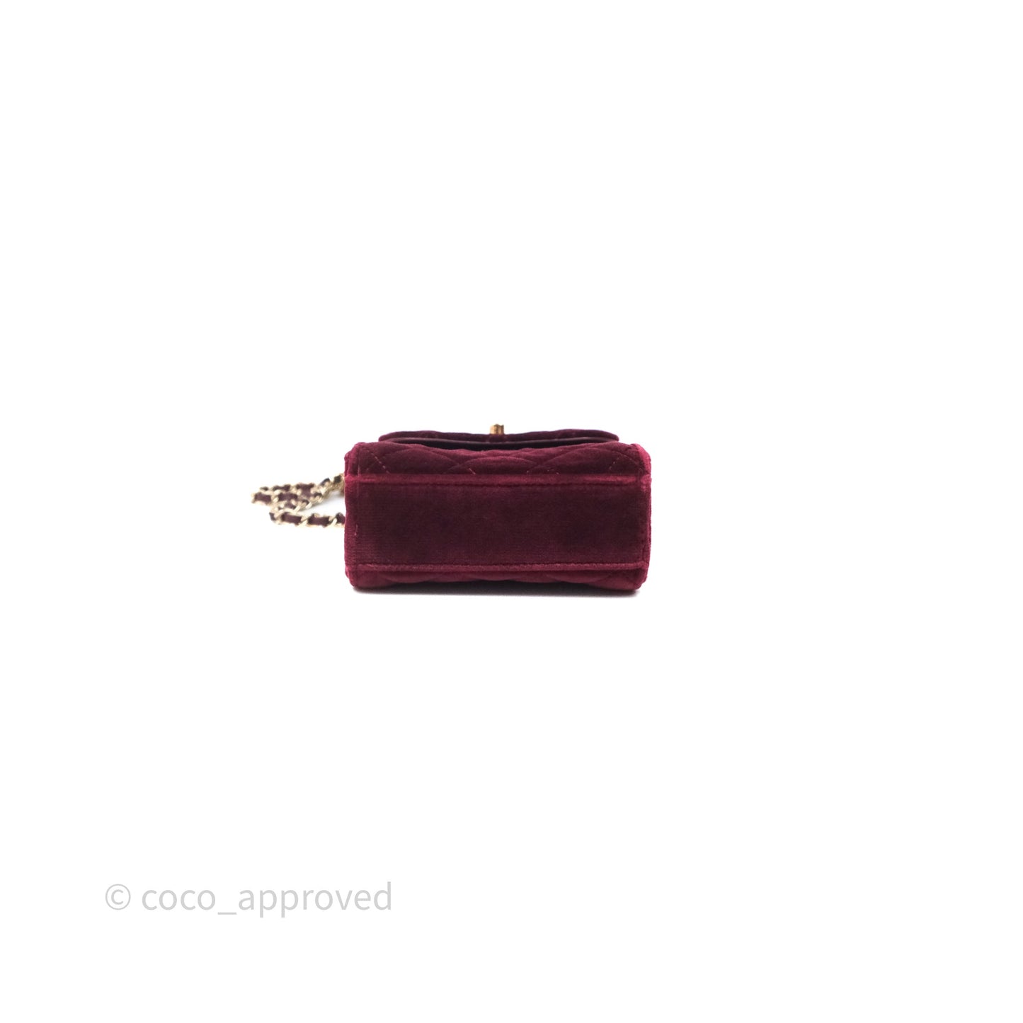 Chanel Quilted Phone Holder Crystals Pearl Crush Red Velvet Gold Hardware