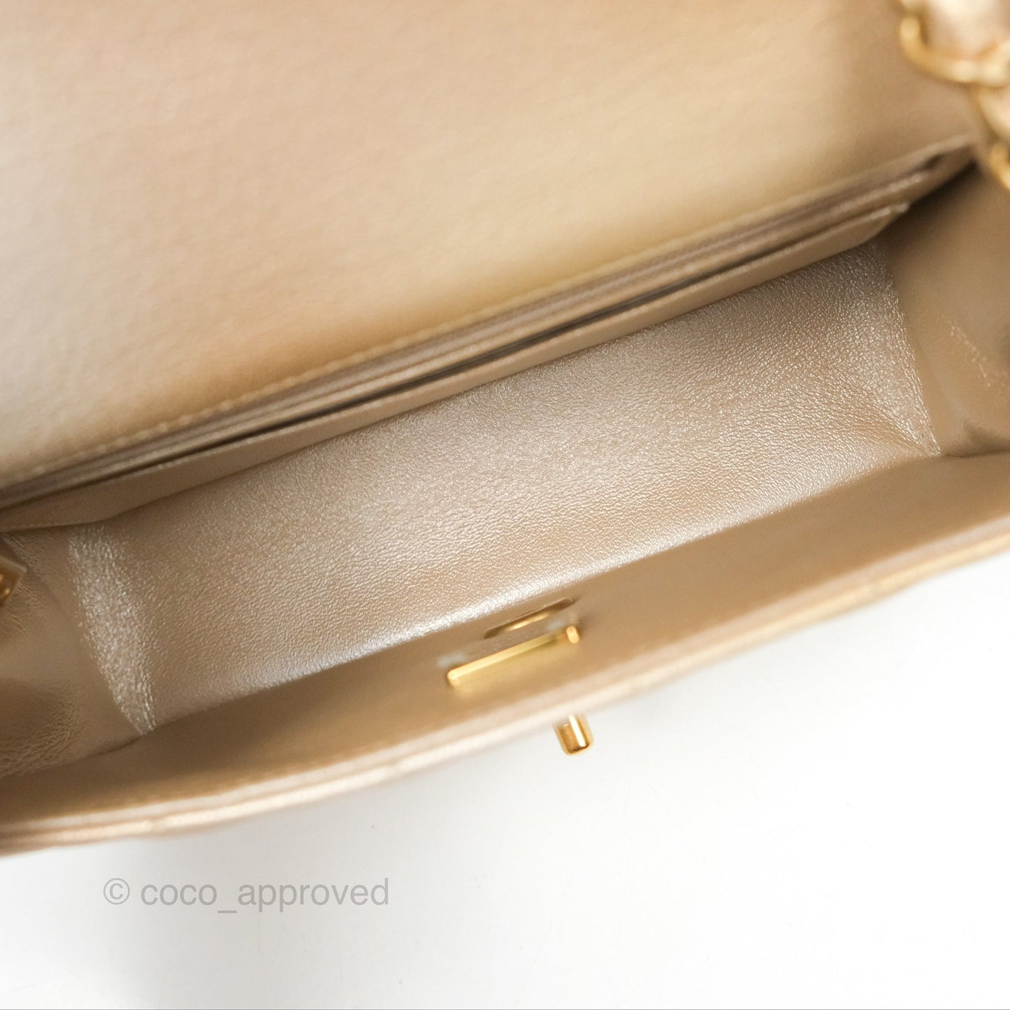 Chanel Mini Rectangular Flap Beige Ombre Iridescent Goatskin Aged Gold Hardware 22C