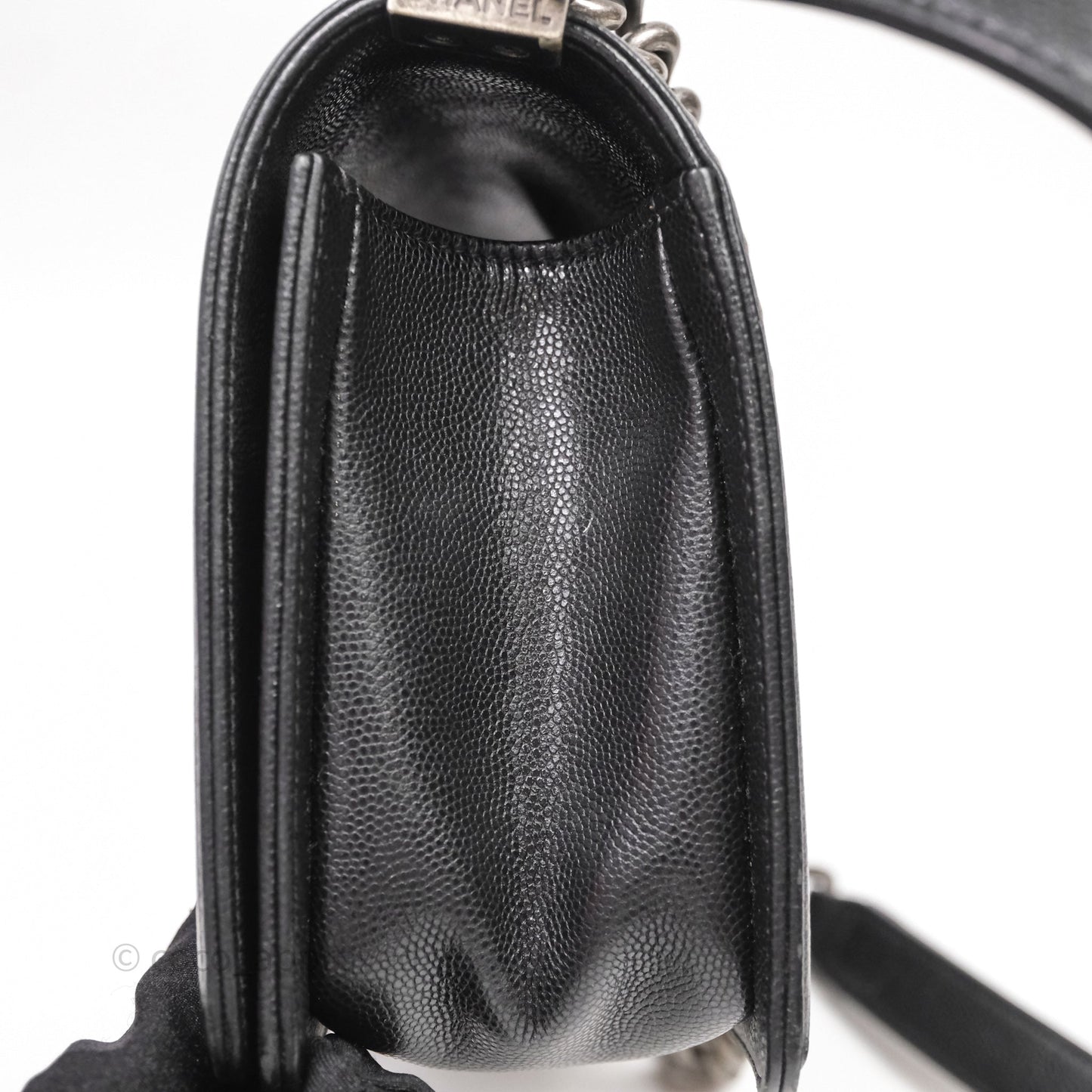 Chanel Medium Boy Chevron Black Caviar Ruthenium Hardware