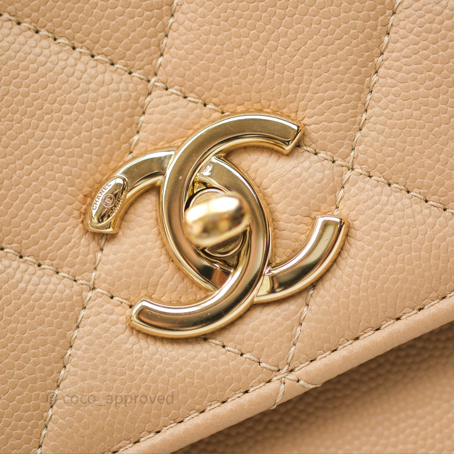 Chanel Quilted Small Business Affinity Flap Beige Caviar Gold Hardware