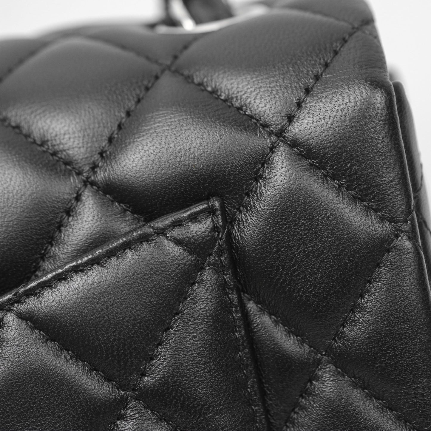 Chanel Quilted Mini Rectangular Black Lambskin Silver Hardware