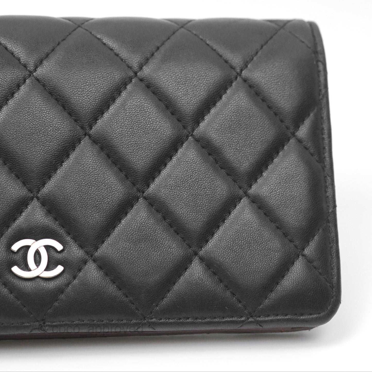 Chanel Classic Quilted Long Wallet Black Lambskin Silver Hardware