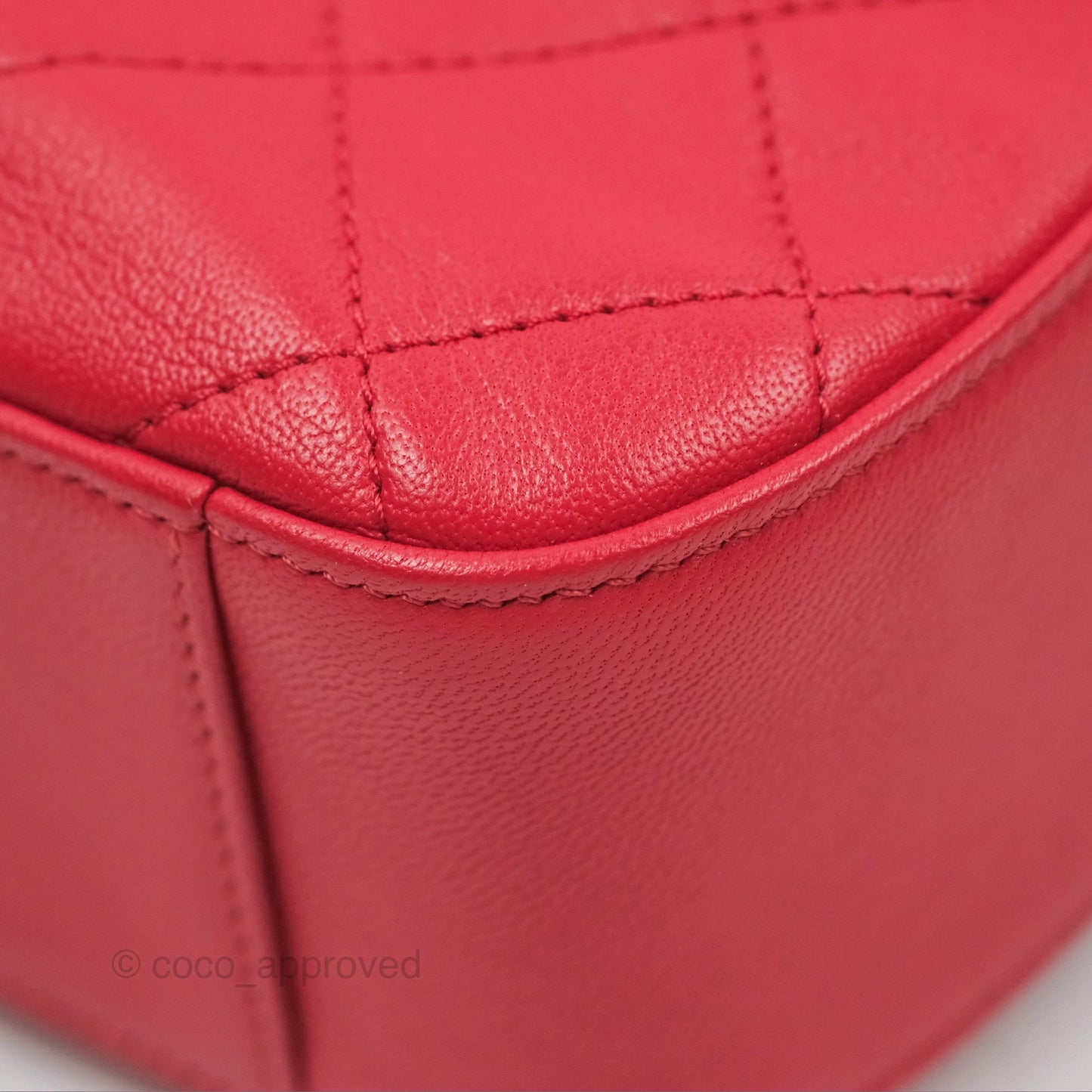 Chanel Chain Infinity Camera Case Red Goatskin Aged Gold Hardware