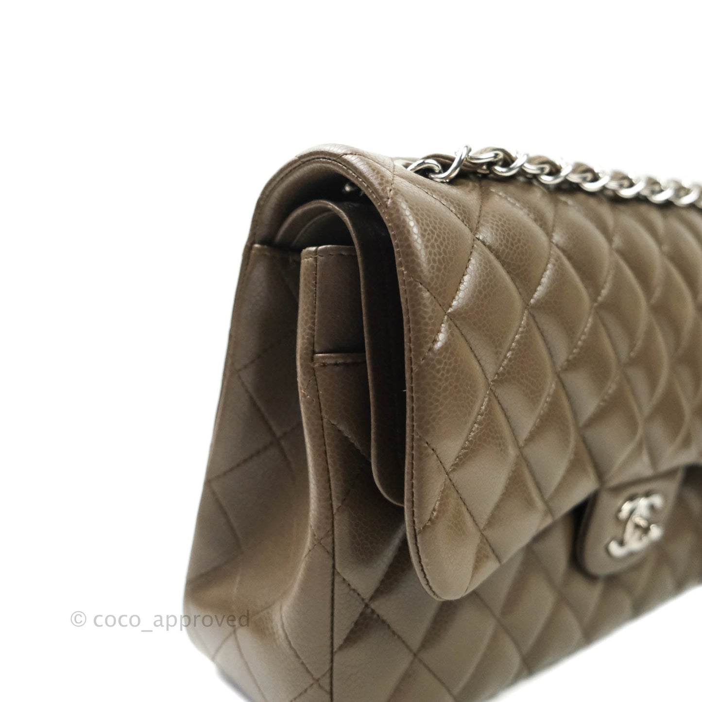 Chanel Jumbo Double Flap Taupe Caviar Silver Hardware⁣⁣