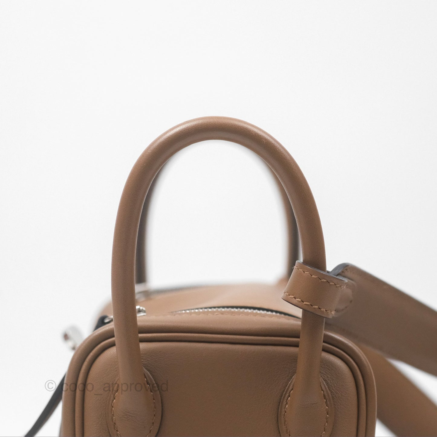 Hermès Mini Lindy 20 Verso Swift Alezan 3G / Biscuit 48 Palladium Hardware